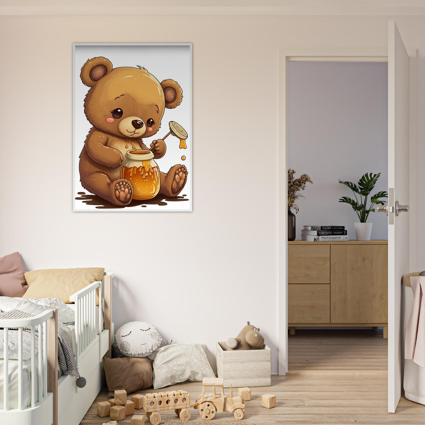 Honigbär, Poster mit Holzrahmen - Stiersbeste