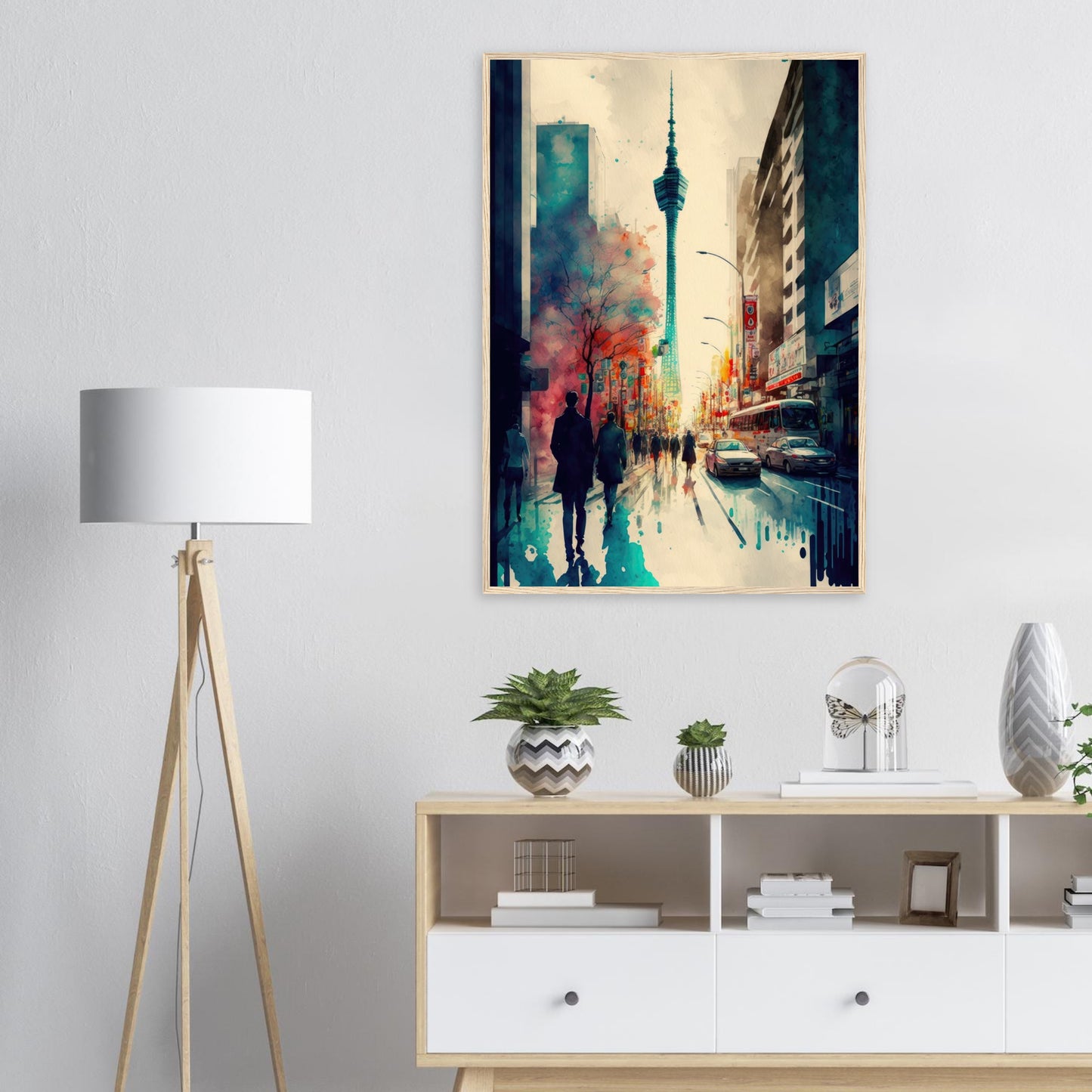 Lauf durch Tokyo, Poster mit Holzrahmen - Stiersbeste