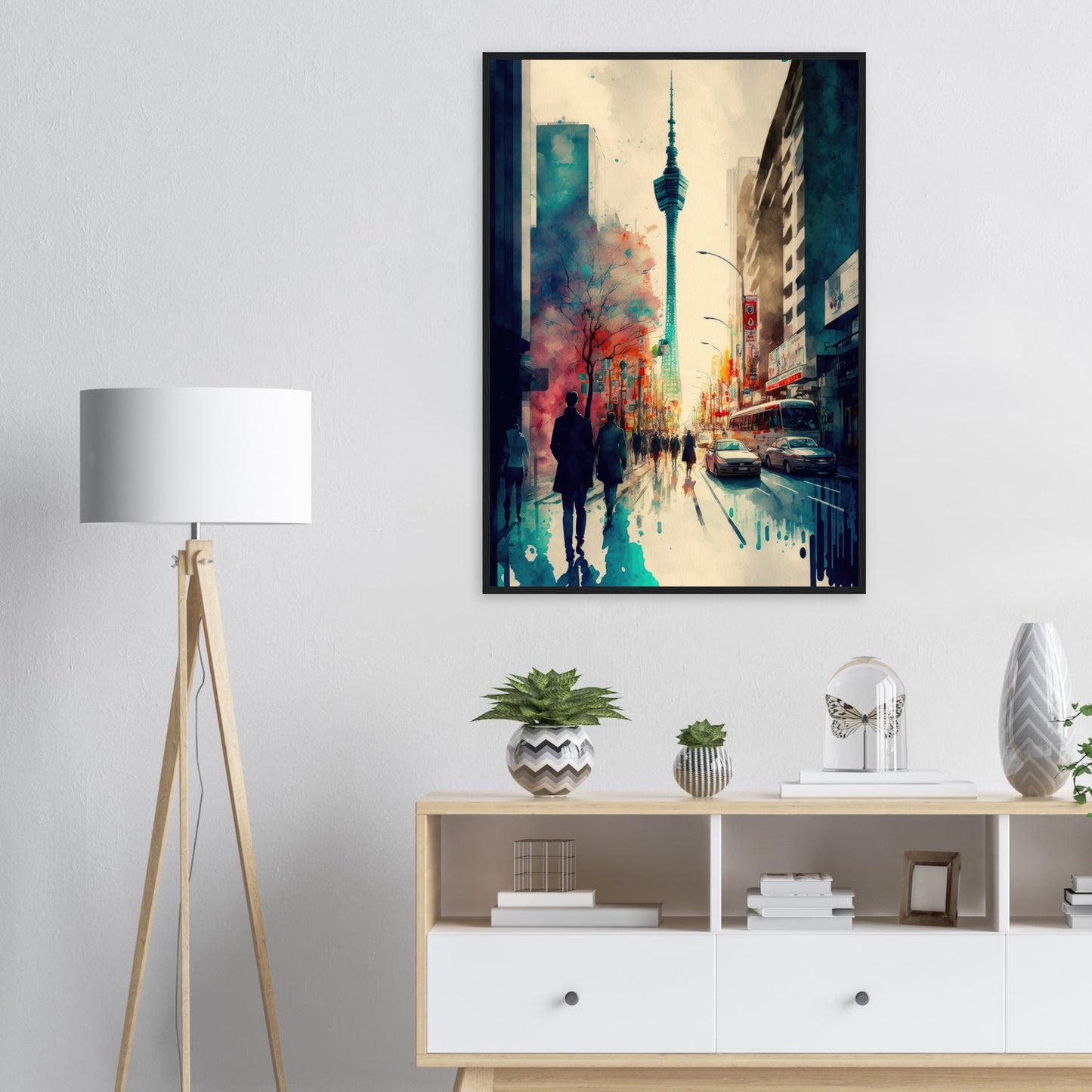 Lauf durch Tokyo, Poster mit Holzrahmen - Stiersbeste