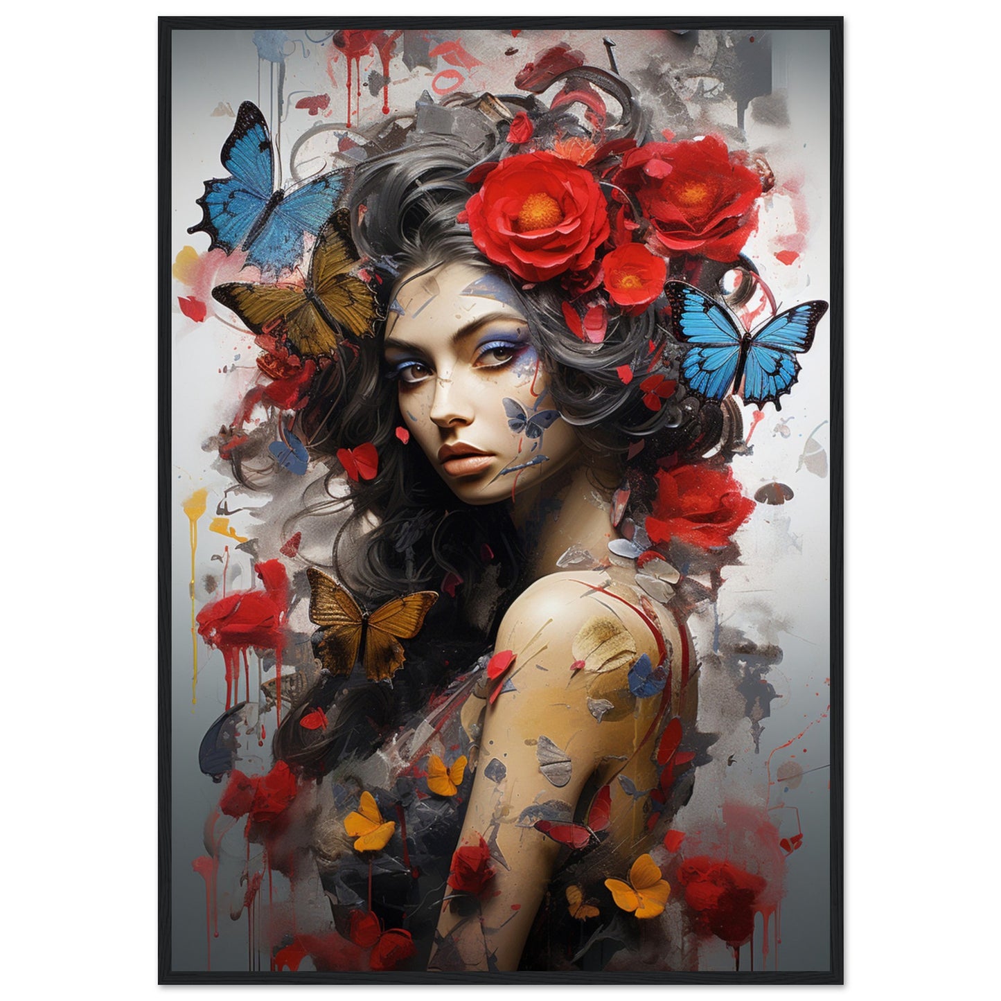 Lady Butterfly, Poster mit Holzrahmen - Stiers Beste
