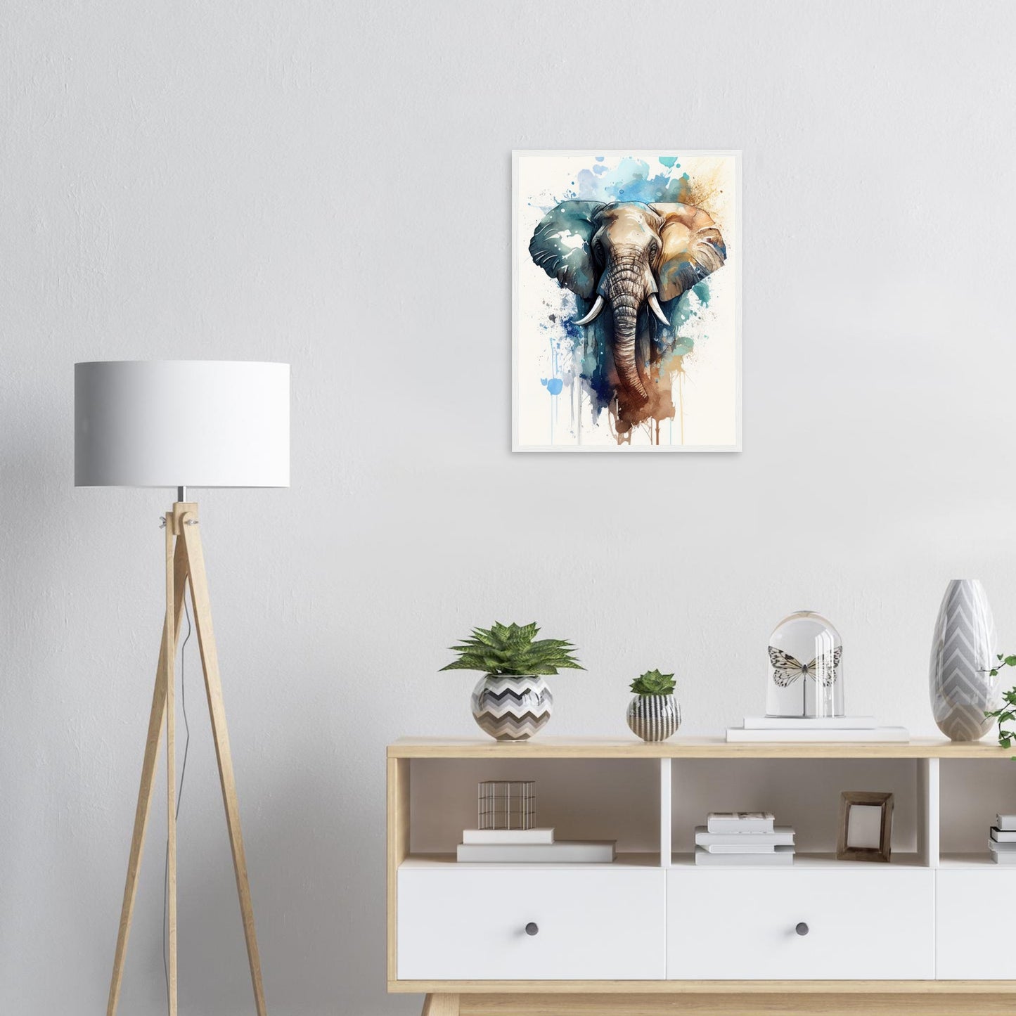 Elefant im Farbrausch, Poster mit Holzrahmen - Stiersbeste