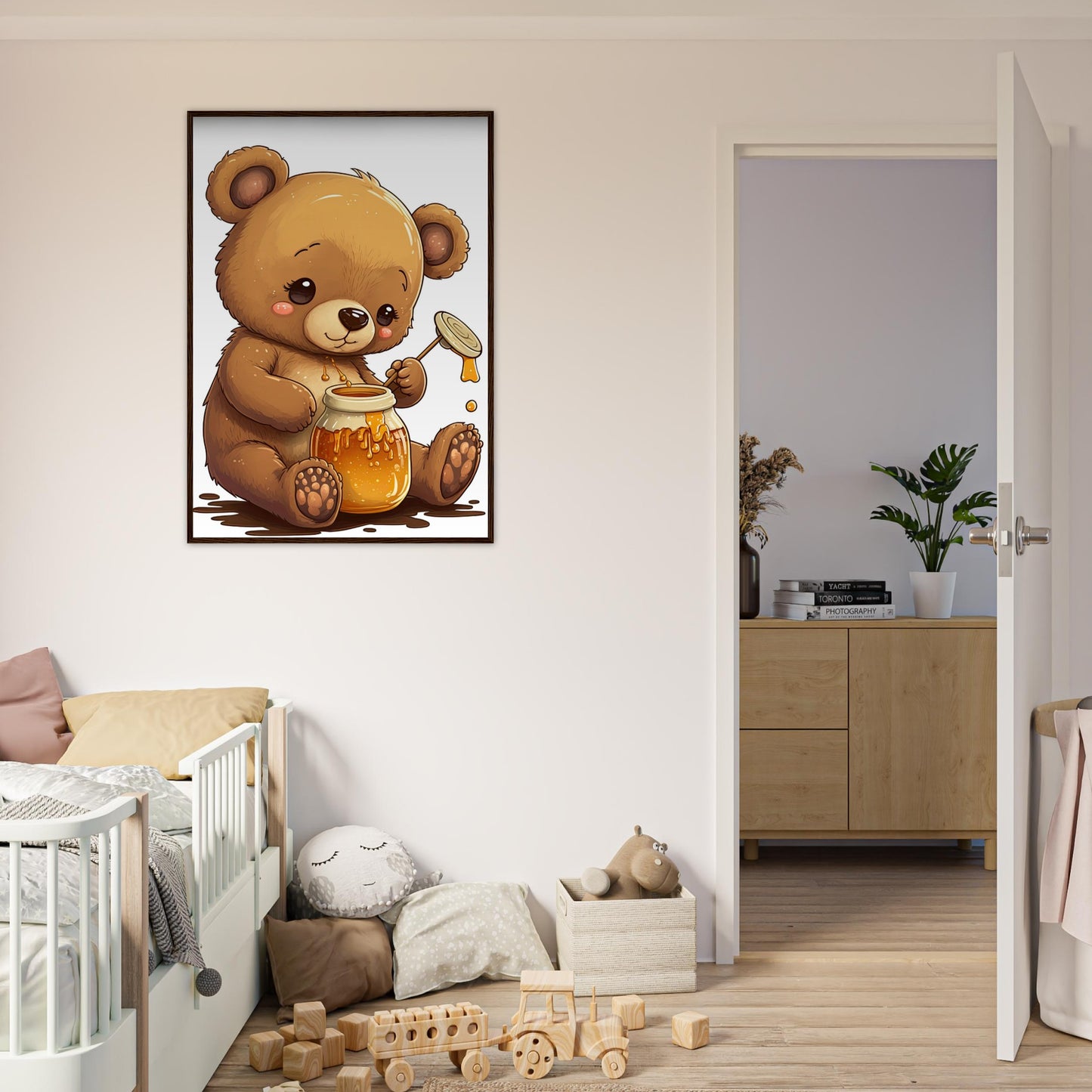 Honigbär, Poster mit Holzrahmen - Stiersbeste