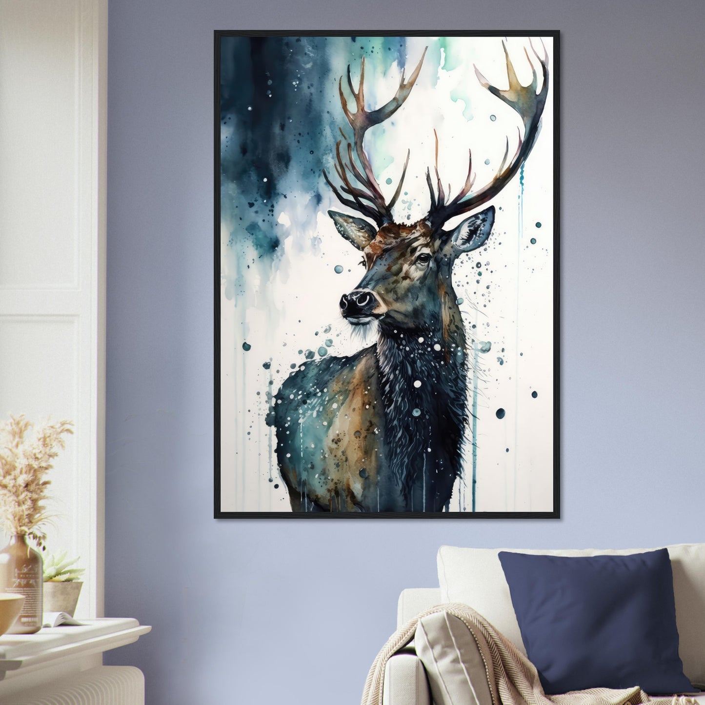 Der Pinselhirsch, Poster mit Holzrahmen - Stiersbeste