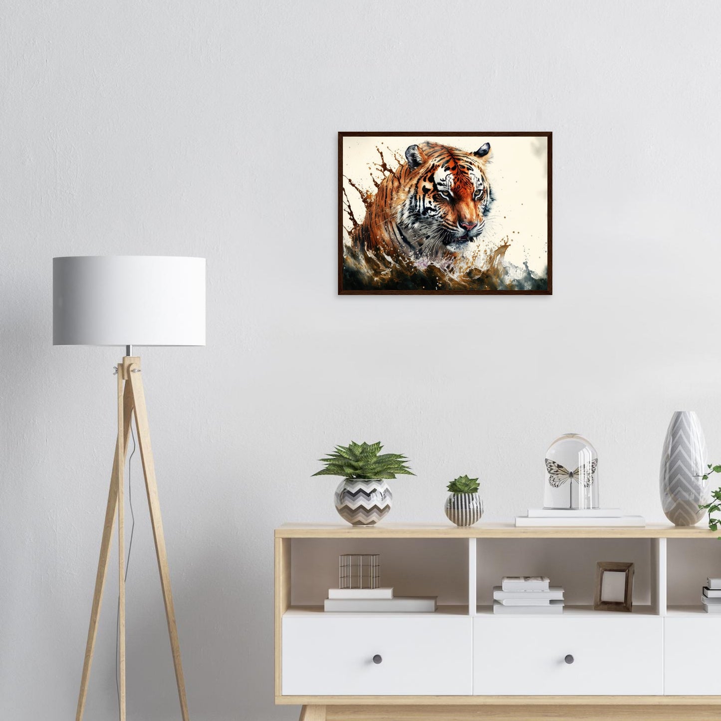 Tiger Splash, Poster mit Holzrahmen - Stiersbeste