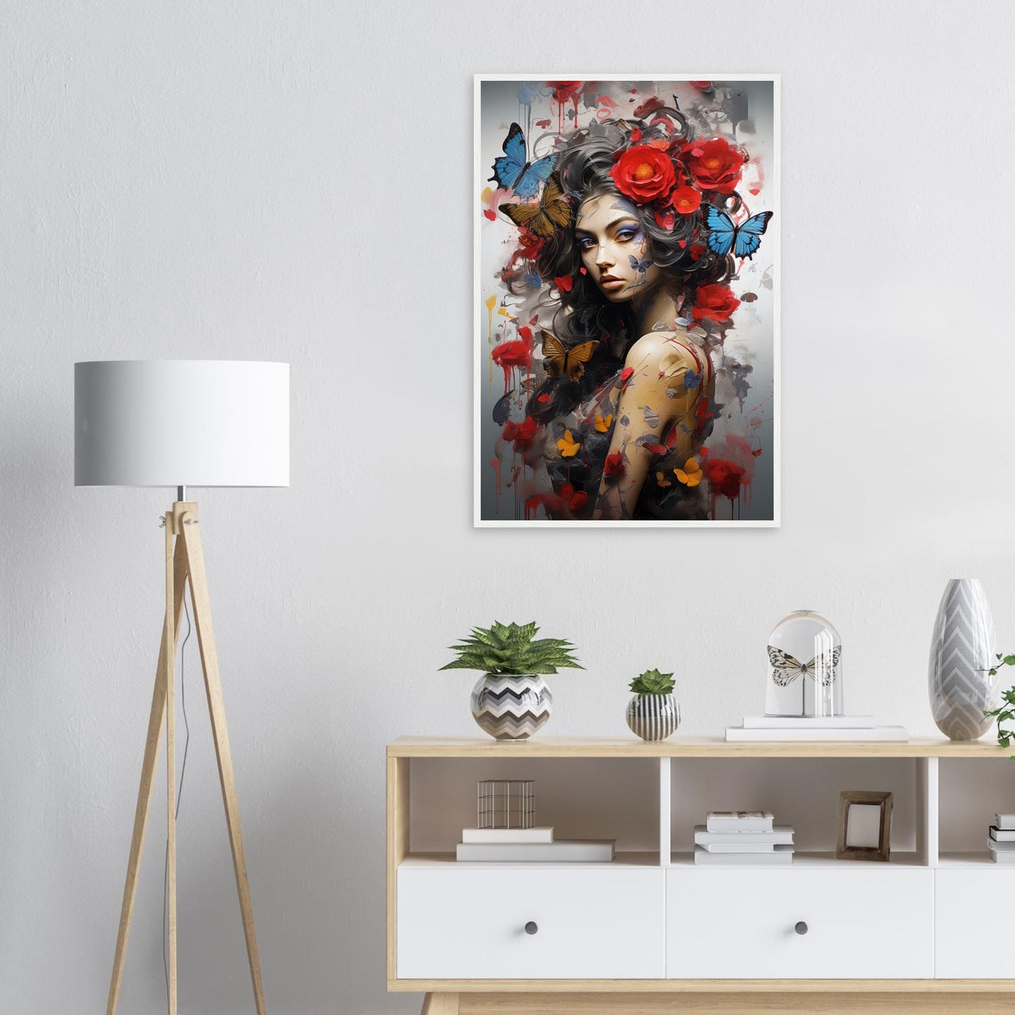 Lady Butterfly, Poster mit Holzrahmen - Stiers Beste