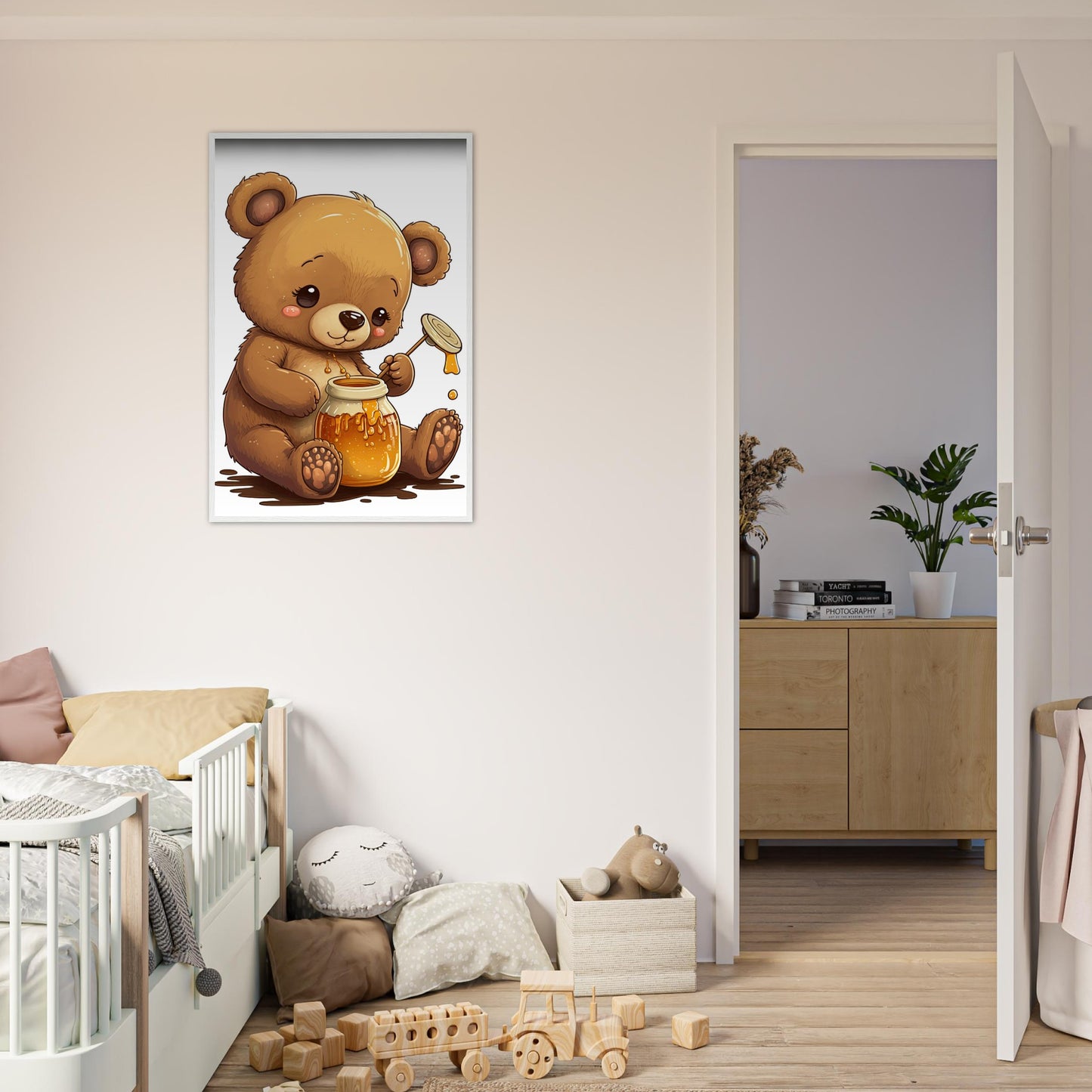 Honigbär, Poster mit Holzrahmen - Stiersbeste