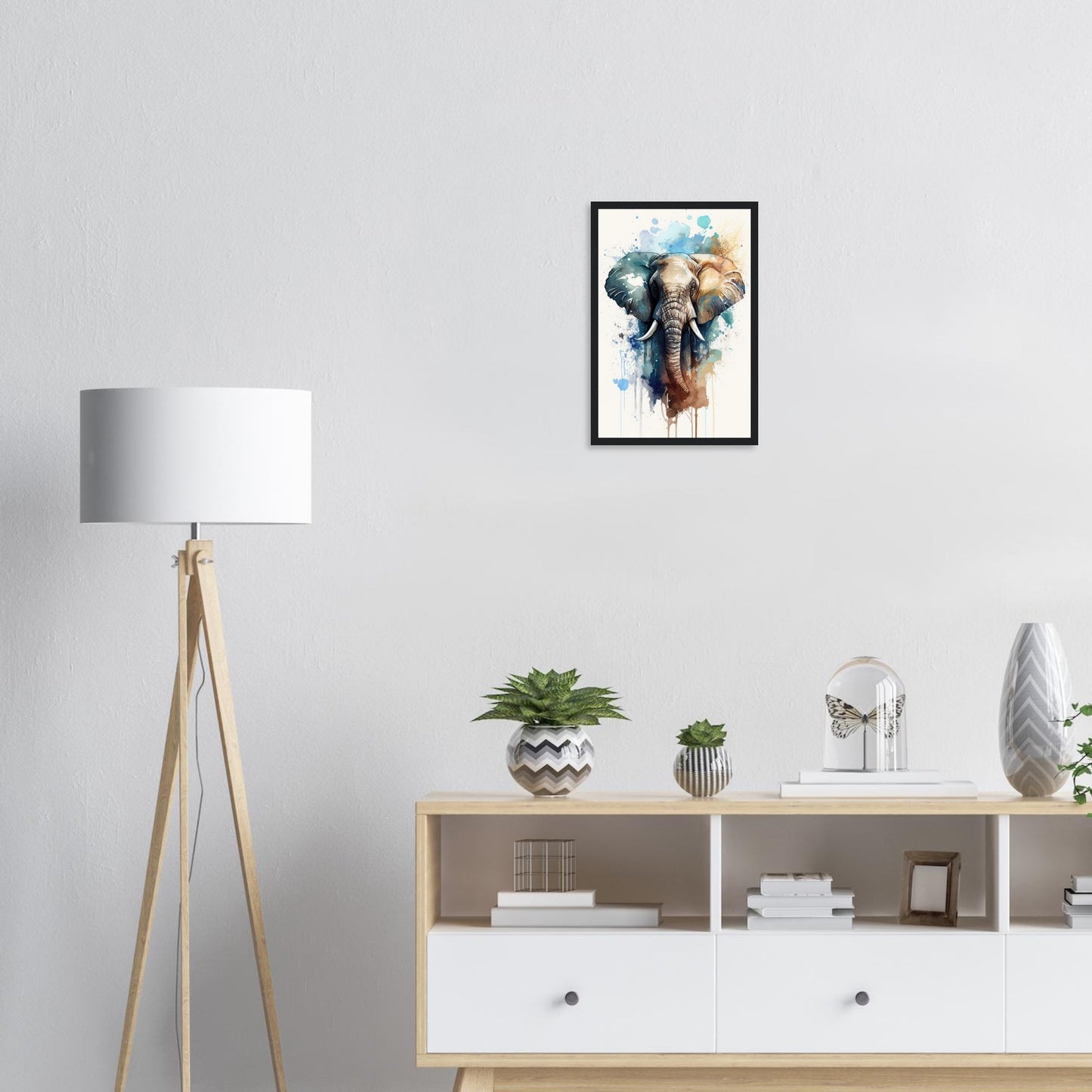 Elefant im Farbrausch, Poster mit Holzrahmen - Stiersbeste