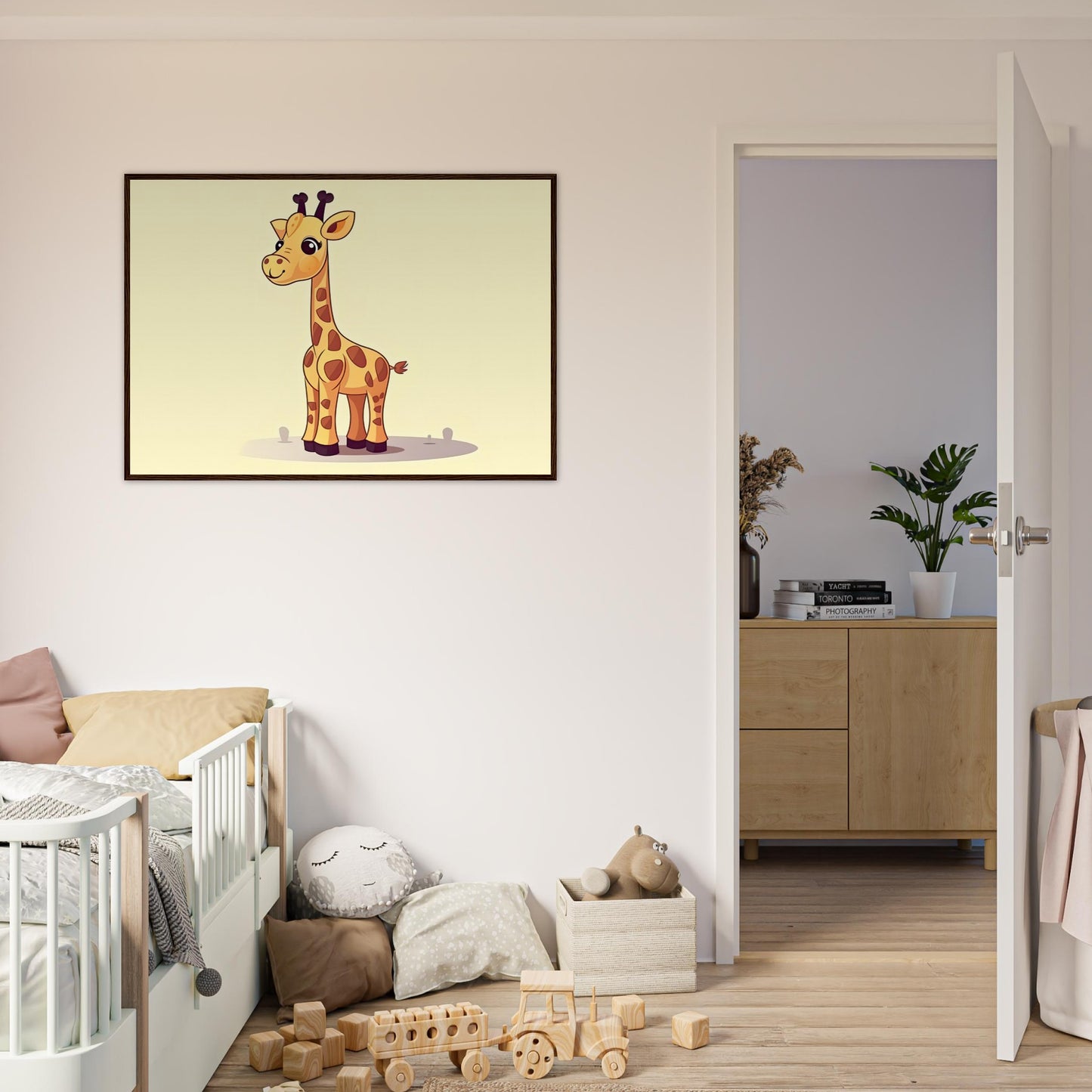 Die Giraffe, Poster mit Holzrahmen - Stiersbeste