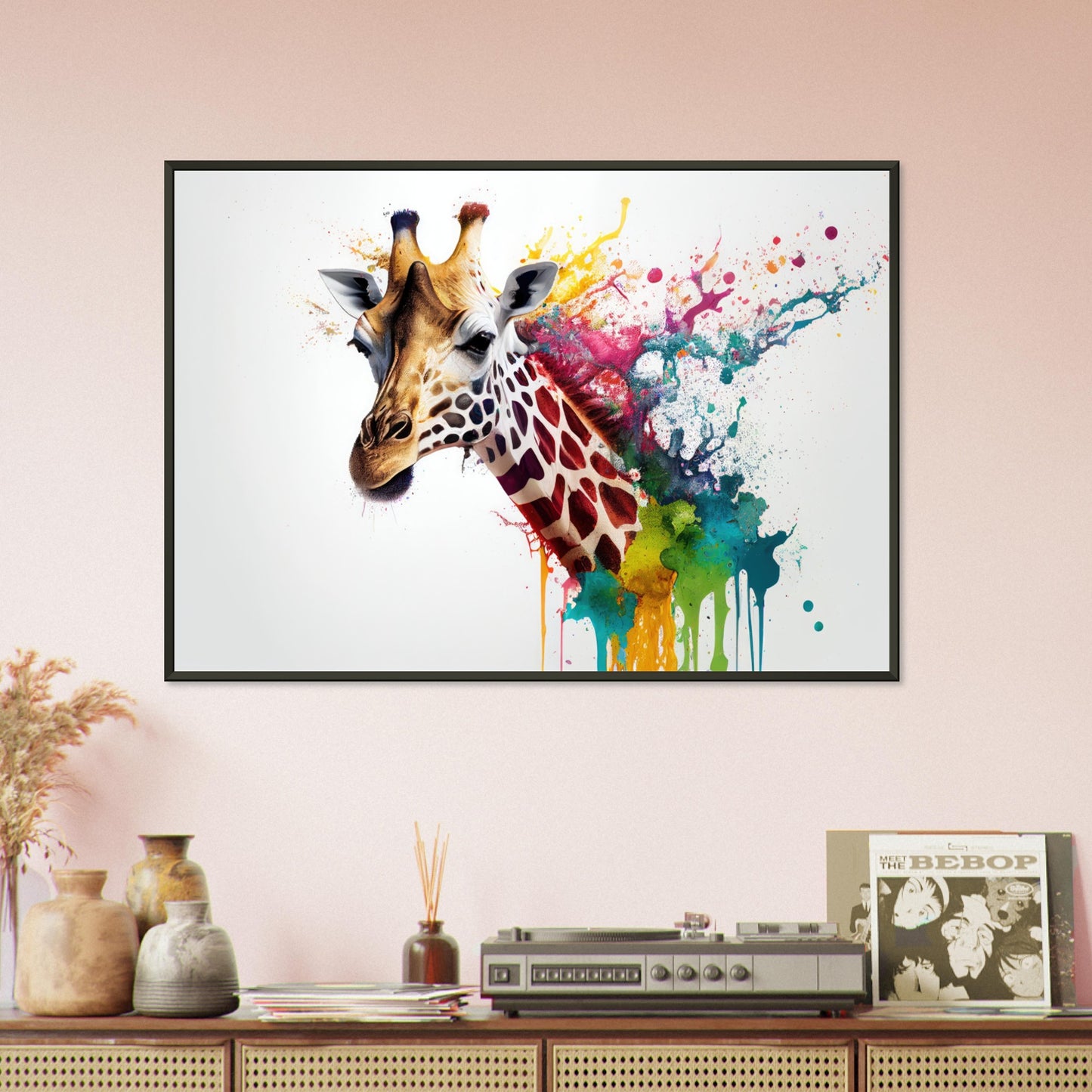 Giraffe Splash Art, Poster mit Alurahmen - Stiersbeste