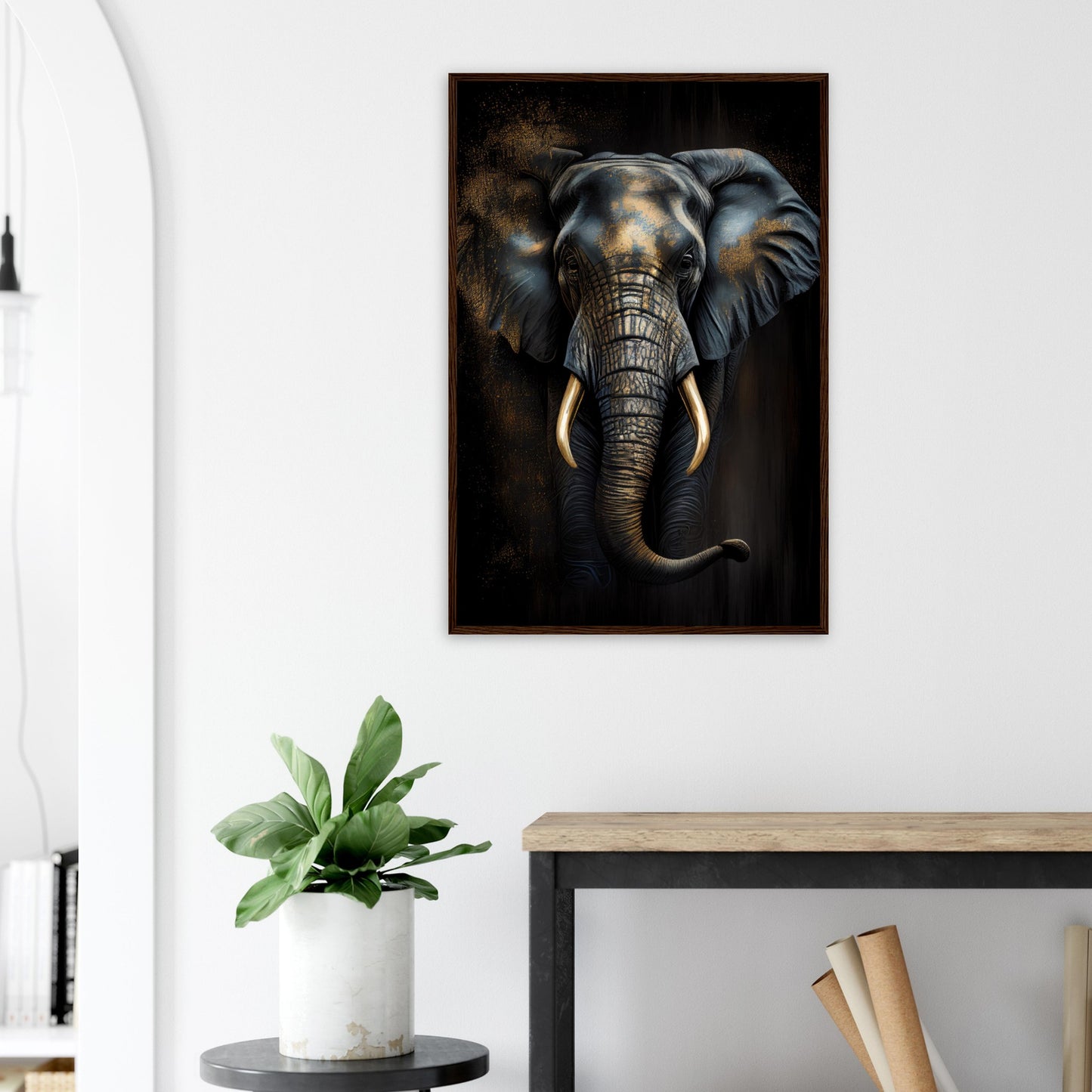 Der glanzvolle Elefant, Poster mit Holzrahmen - Stiersbeste