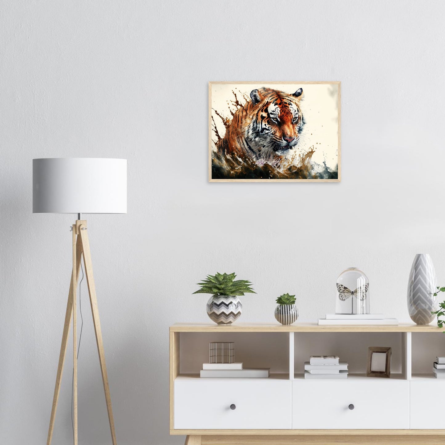 Tiger Splash, Poster mit Holzrahmen - Stiersbeste