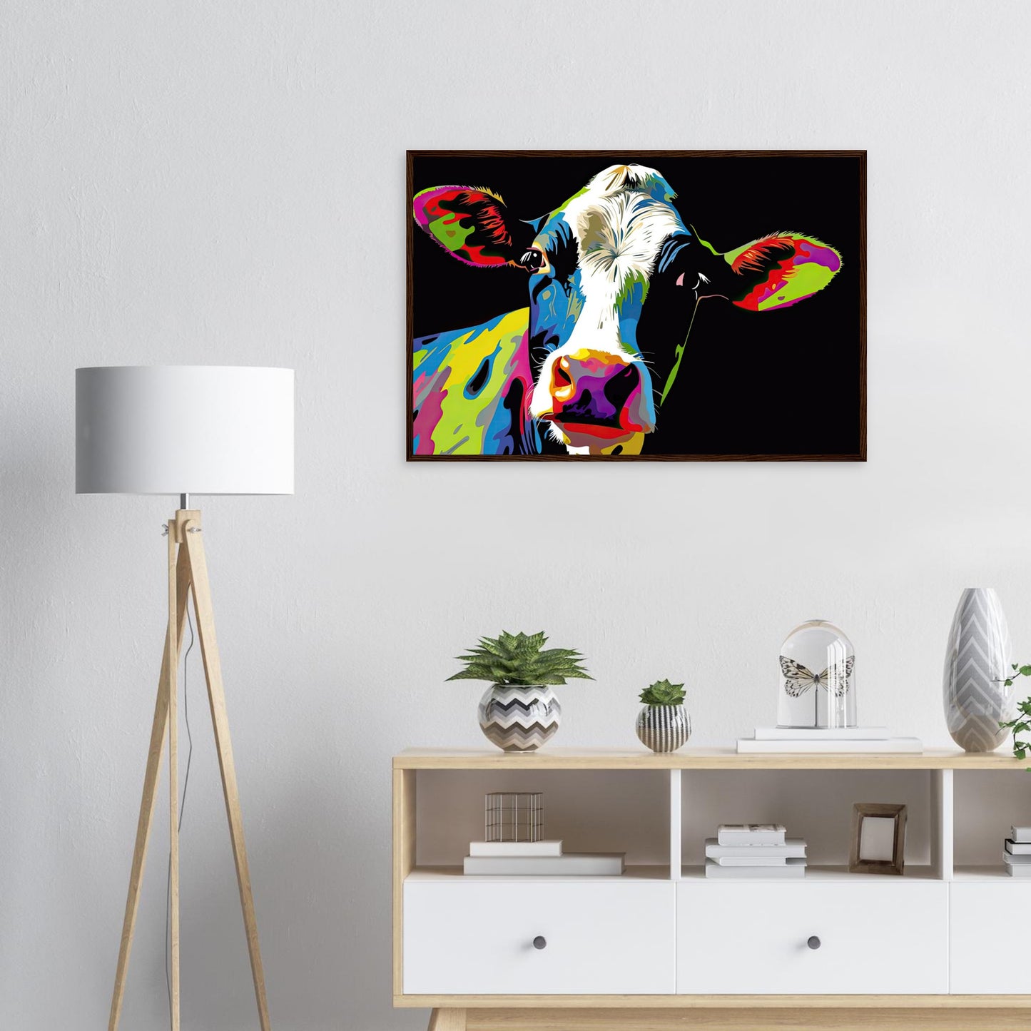 Happy Cow, Poster mit Holzrahmen - Stiersbeste
