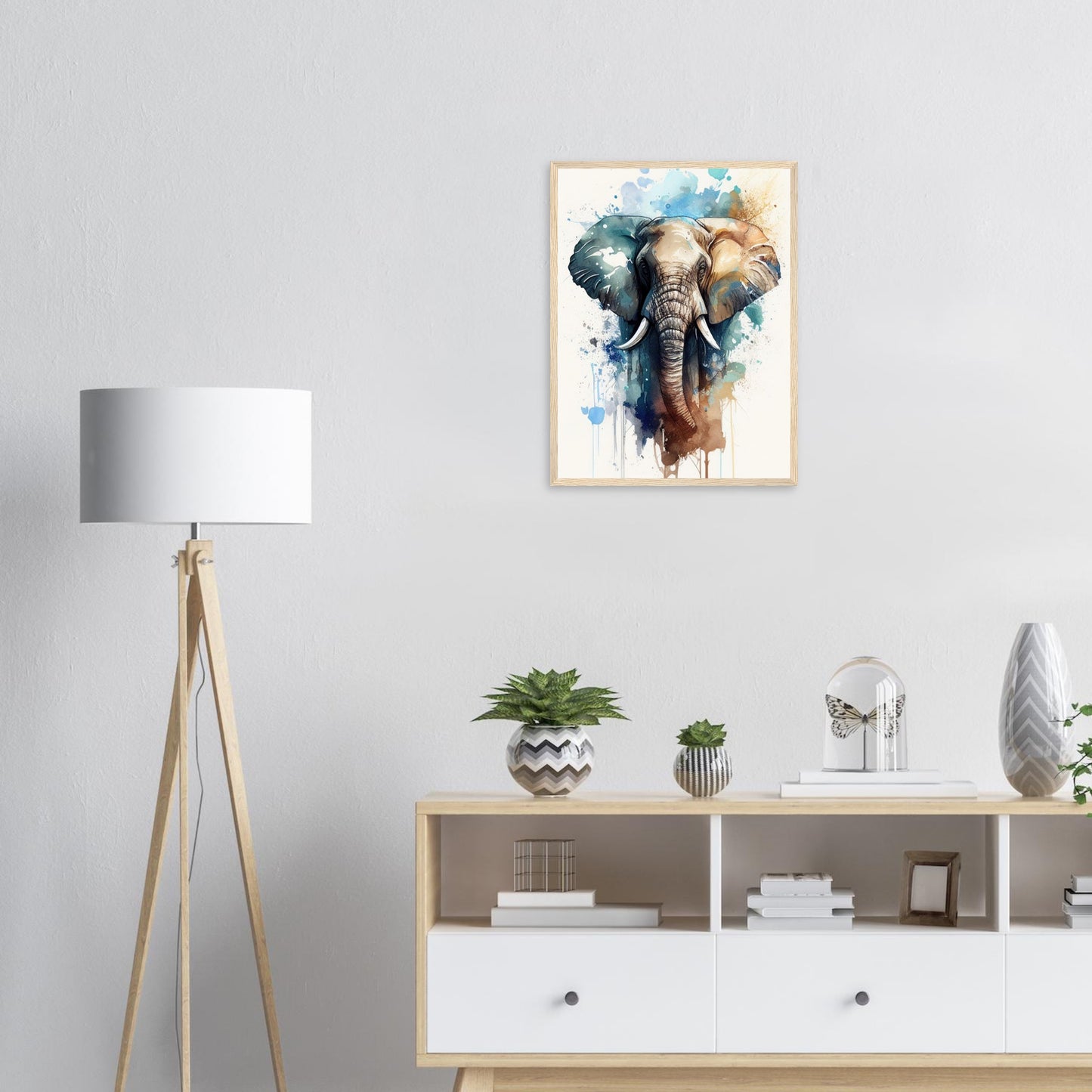 Elefant im Farbrausch, Poster mit Holzrahmen - Stiersbeste