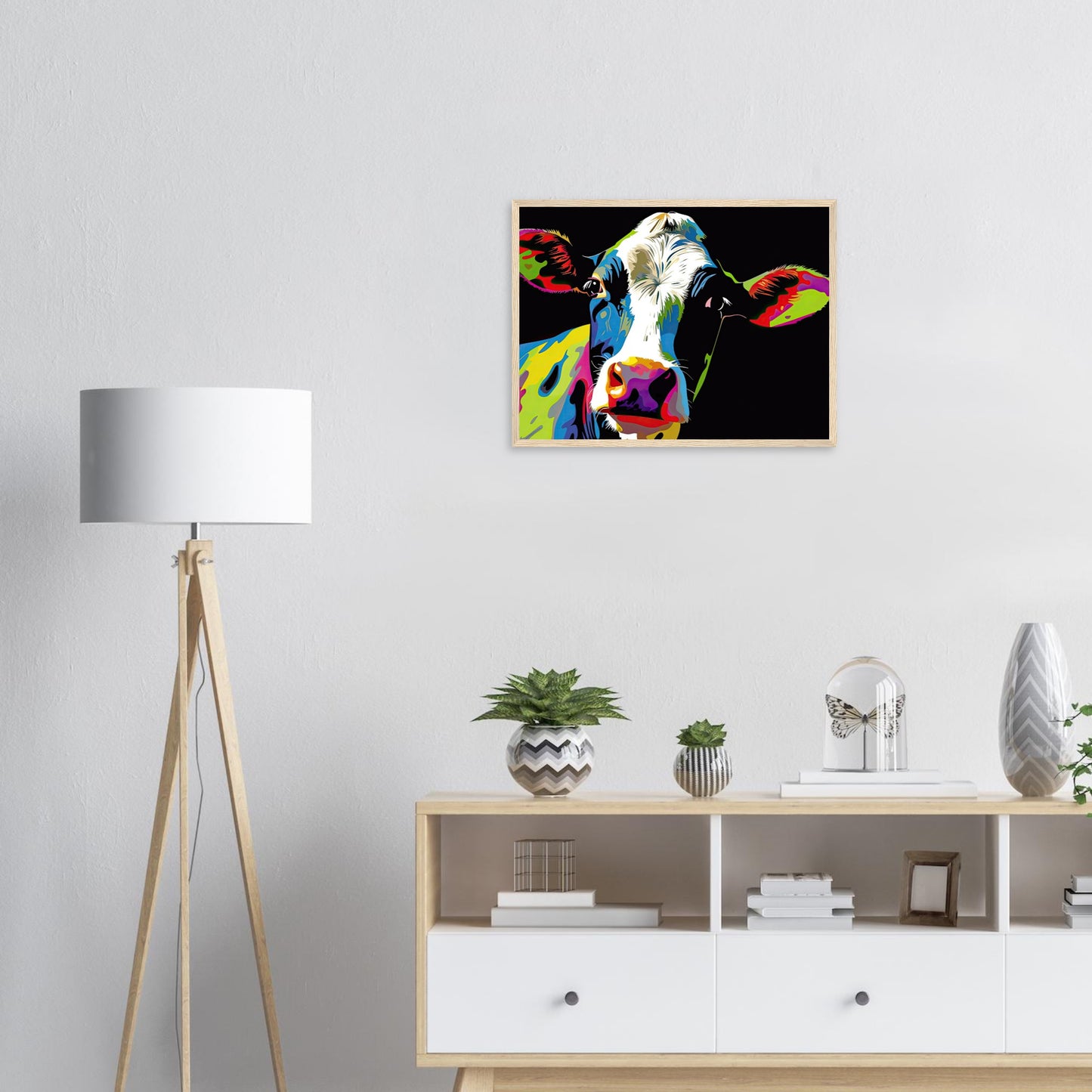 Happy Cow, Poster mit Holzrahmen - Stiersbeste
