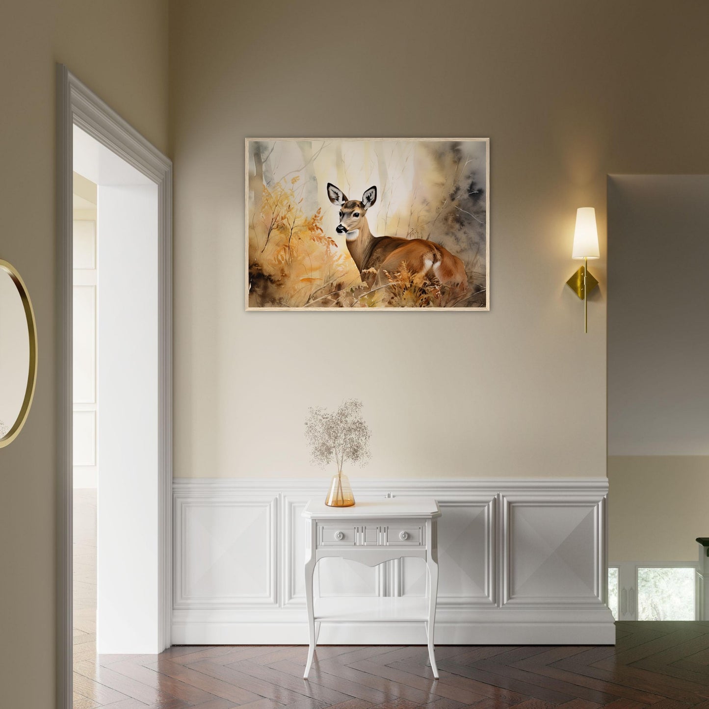 Flüstern des Waldes, Poster mit Holzrahmen - Stiersbeste