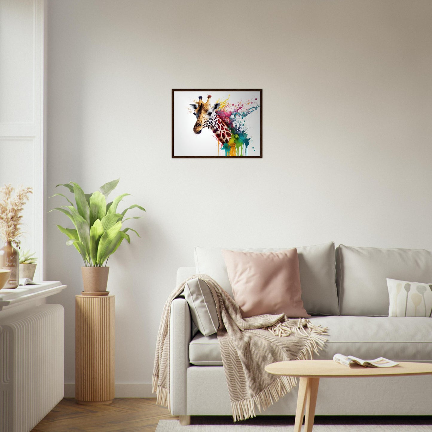 Giraffe Splash Art, Poster mit Holzrahmen - Stiersbeste