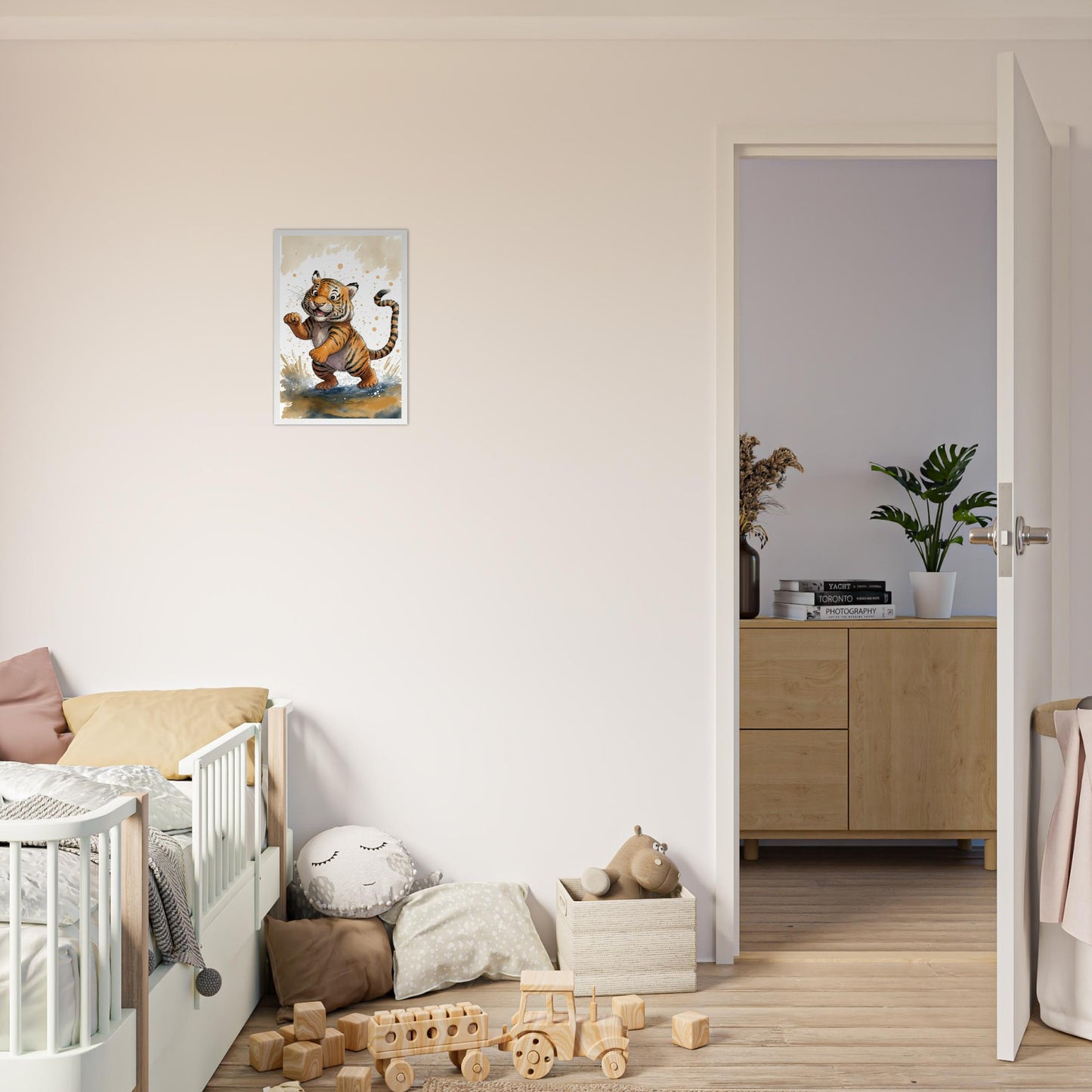 Matschiger Tiger, Poster mit Holzrahmen - Stiersbeste