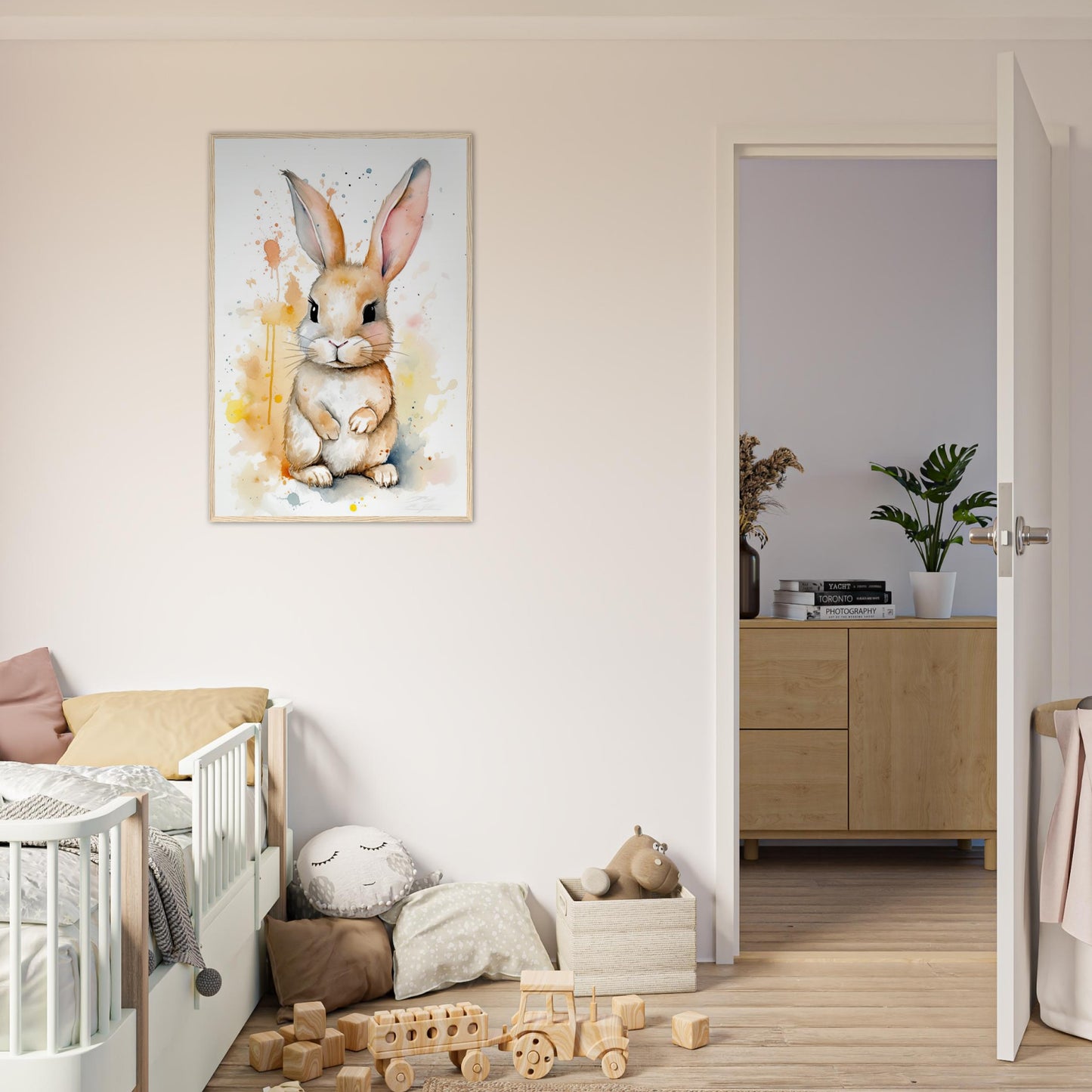 Knuddel der Hoppelhase, Poster mit Holzrahmen - Stiersbeste