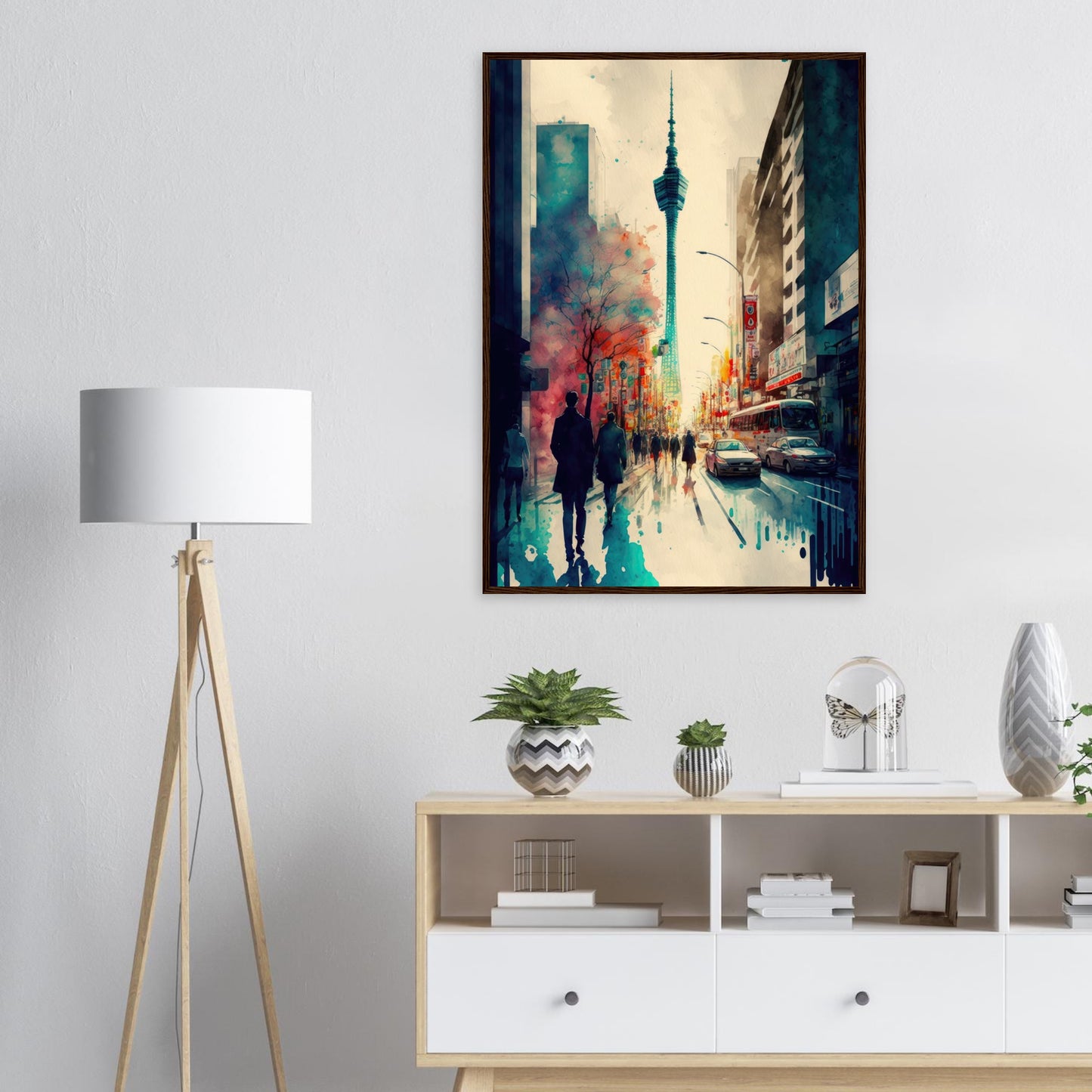 Lauf durch Tokyo, Poster mit Holzrahmen - Stiersbeste