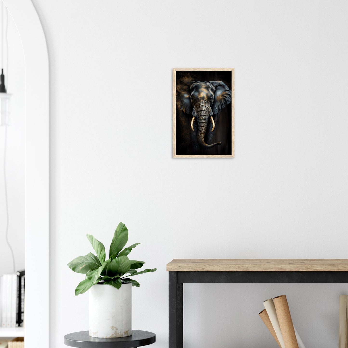 Der glanzvolle Elefant, Poster mit Holzrahmen - Stiersbeste