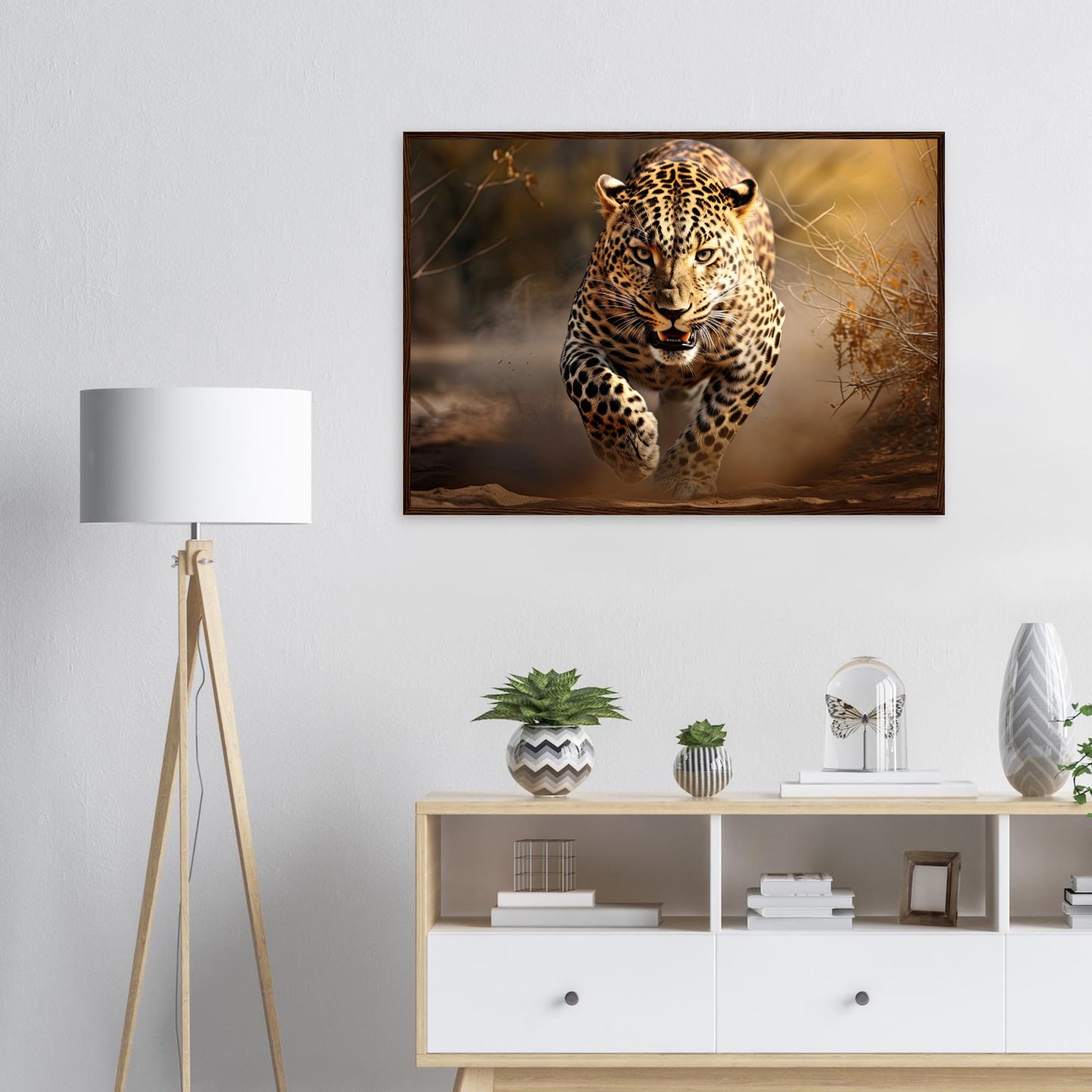 Leoparden Jagd, Poster mit Holzrahmen - Stiers Beste