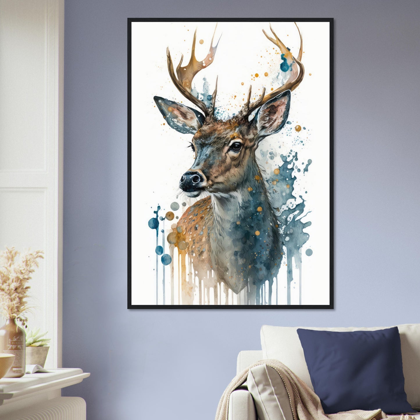 Lebendige Wildvisionen, Poster mit Holzrahmen - Stiersbeste