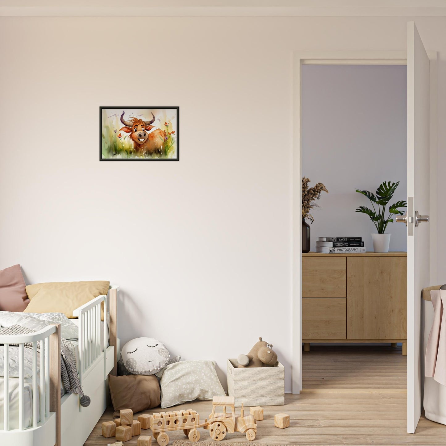Blumiger Stier, Poster mit Alurahmen - Stiersbeste