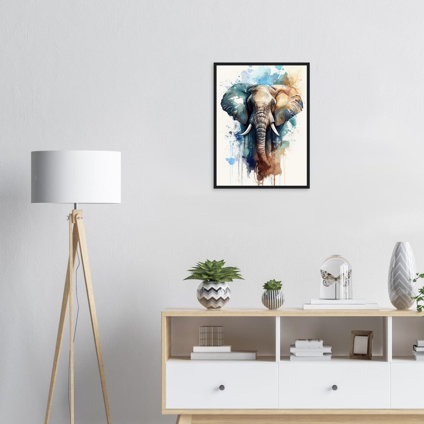 Elefant im Farbrausch, Poster mit Holzrahmen - Stiersbeste