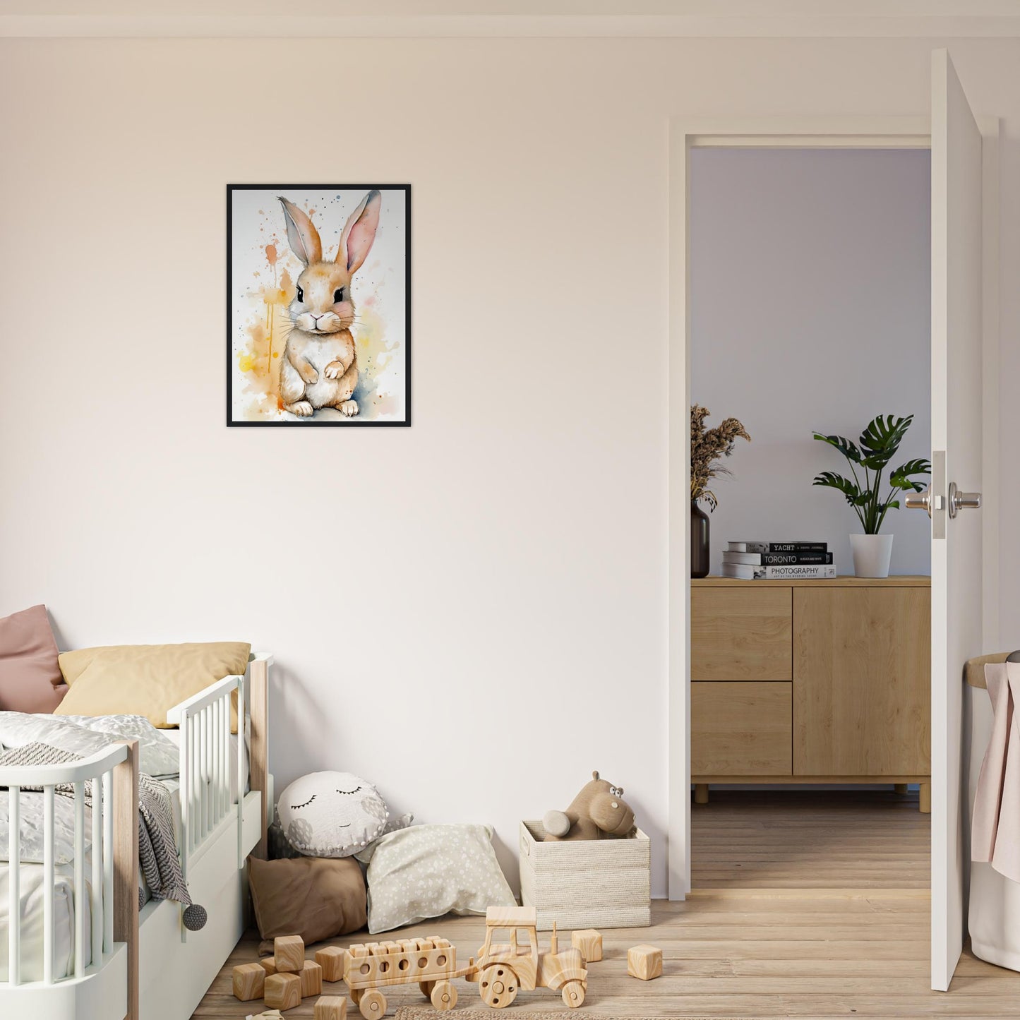 Knuddel der Hoppelhase, Poster mit Holzrahmen - Stiersbeste