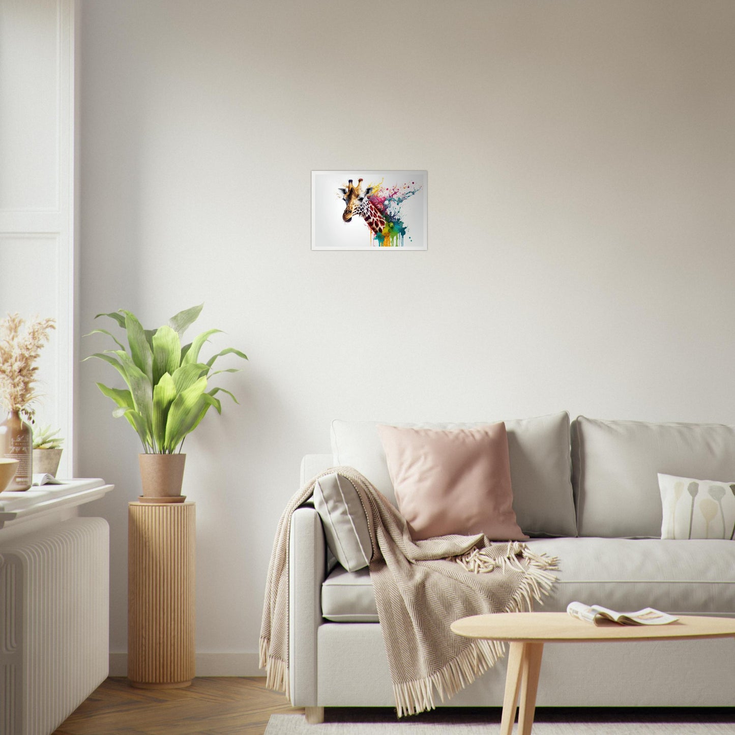 Giraffe Splash Art, Poster mit Holzrahmen - Stiersbeste