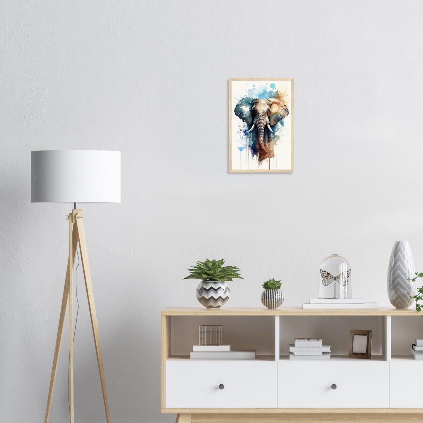 Elefant im Farbrausch, Poster mit Holzrahmen - Stiersbeste