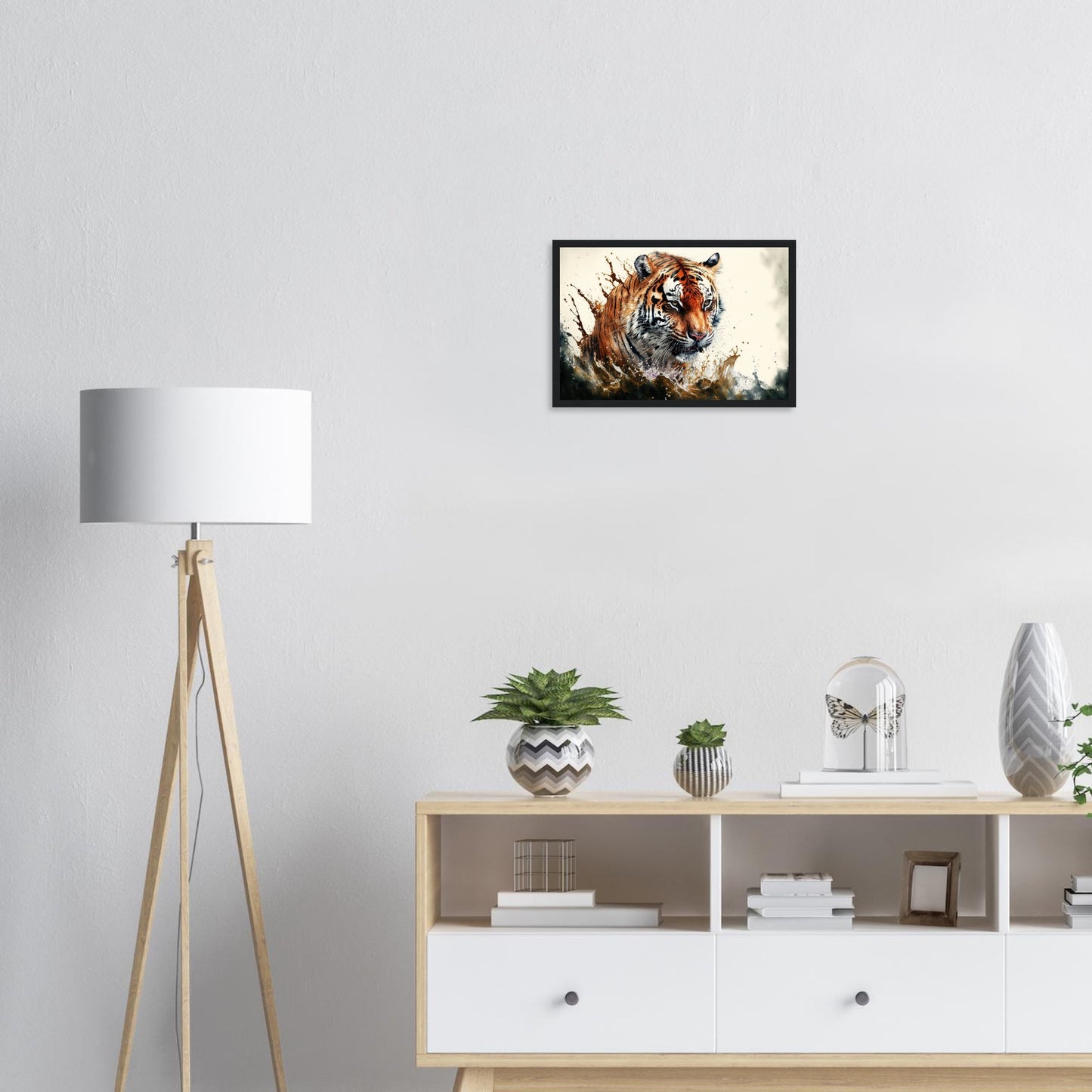 Tiger Splash, Poster mit Holzrahmen - Stiersbeste
