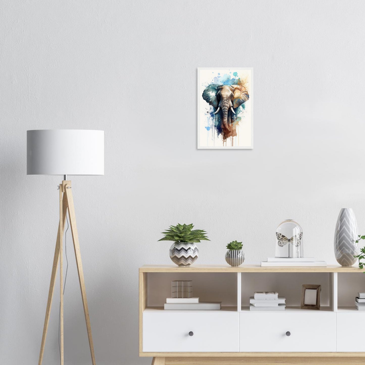 Elefant im Farbrausch, Poster mit Holzrahmen - Stiersbeste