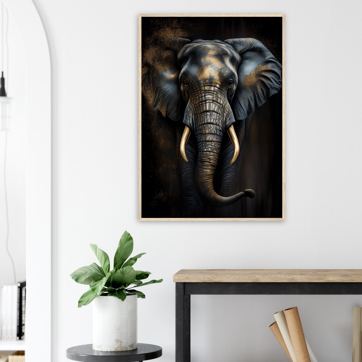 Der glanzvolle Elefant, Poster mit Holzrahmen - Stiersbeste