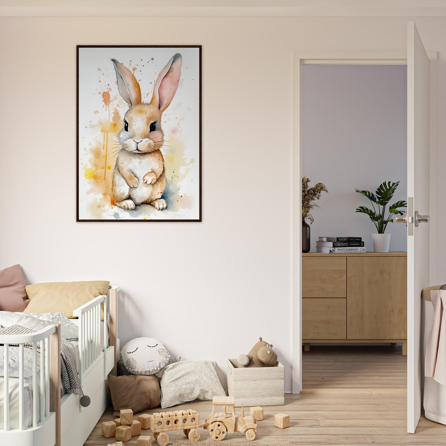 Knuddel der Hoppelhase, Poster mit Holzrahmen - Stiersbeste
