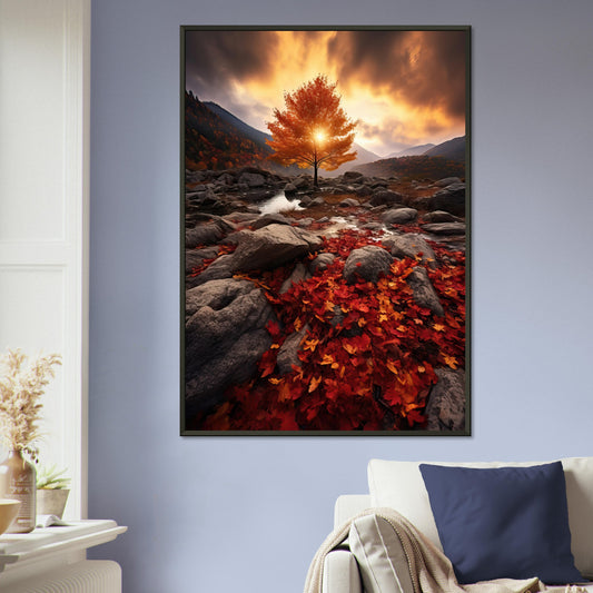 Sonnenuntergang in der Baumrkone, Poster mit Alurahmen - Stiers Beste