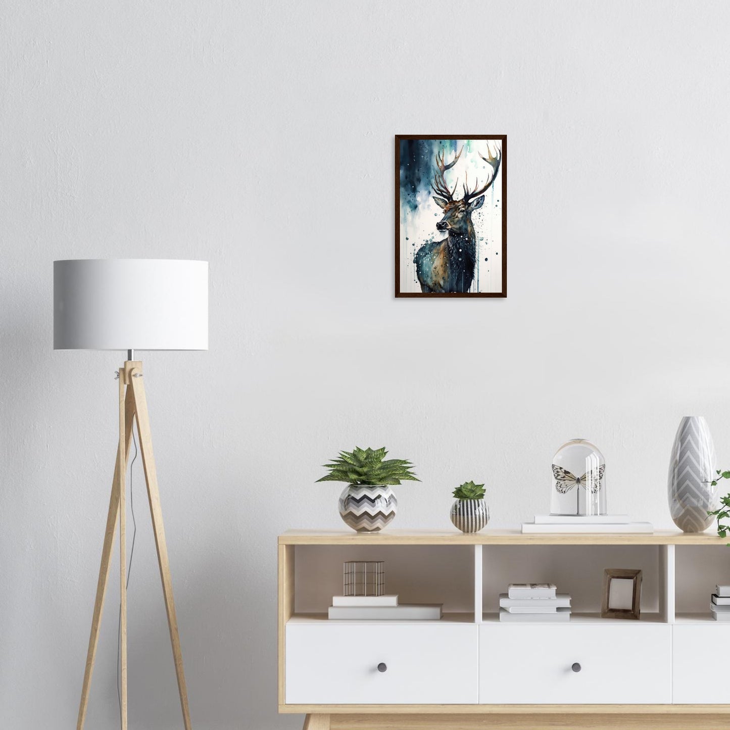 Der Pinselhirsch, Poster mit Holzrahmen - Stiersbeste