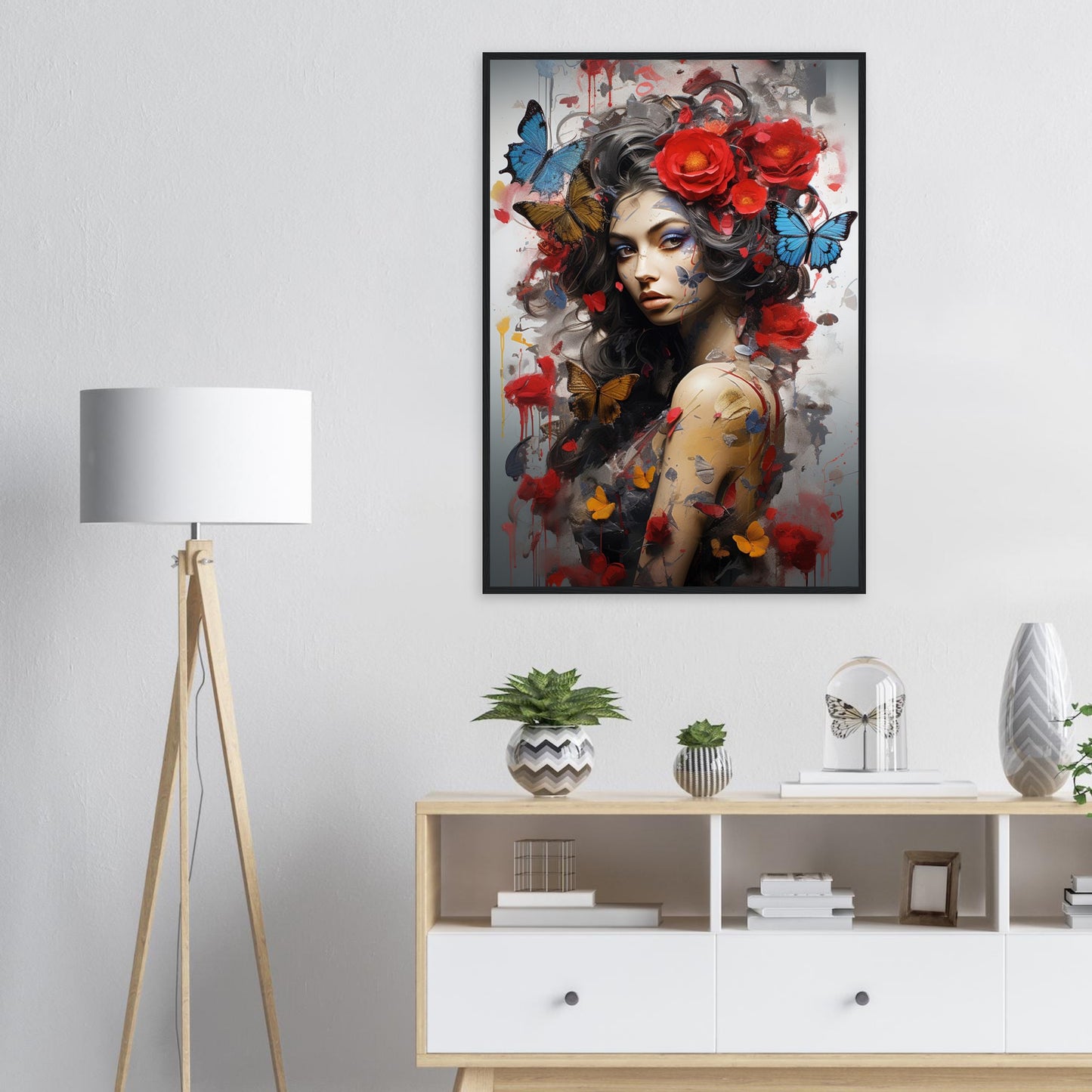 Lady Butterfly, Poster mit Holzrahmen - Stiers Beste