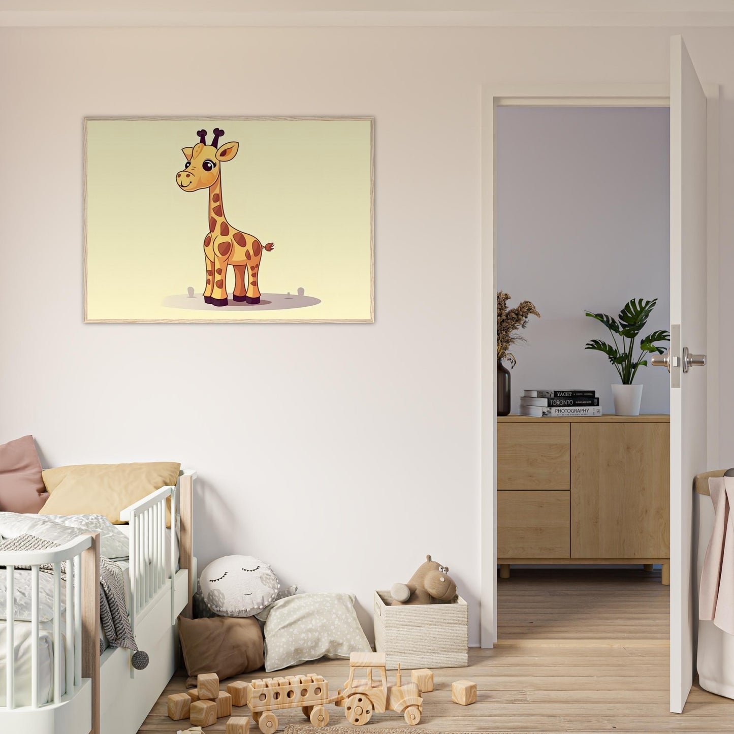 Die Giraffe, Poster mit Holzrahmen - Stiersbeste