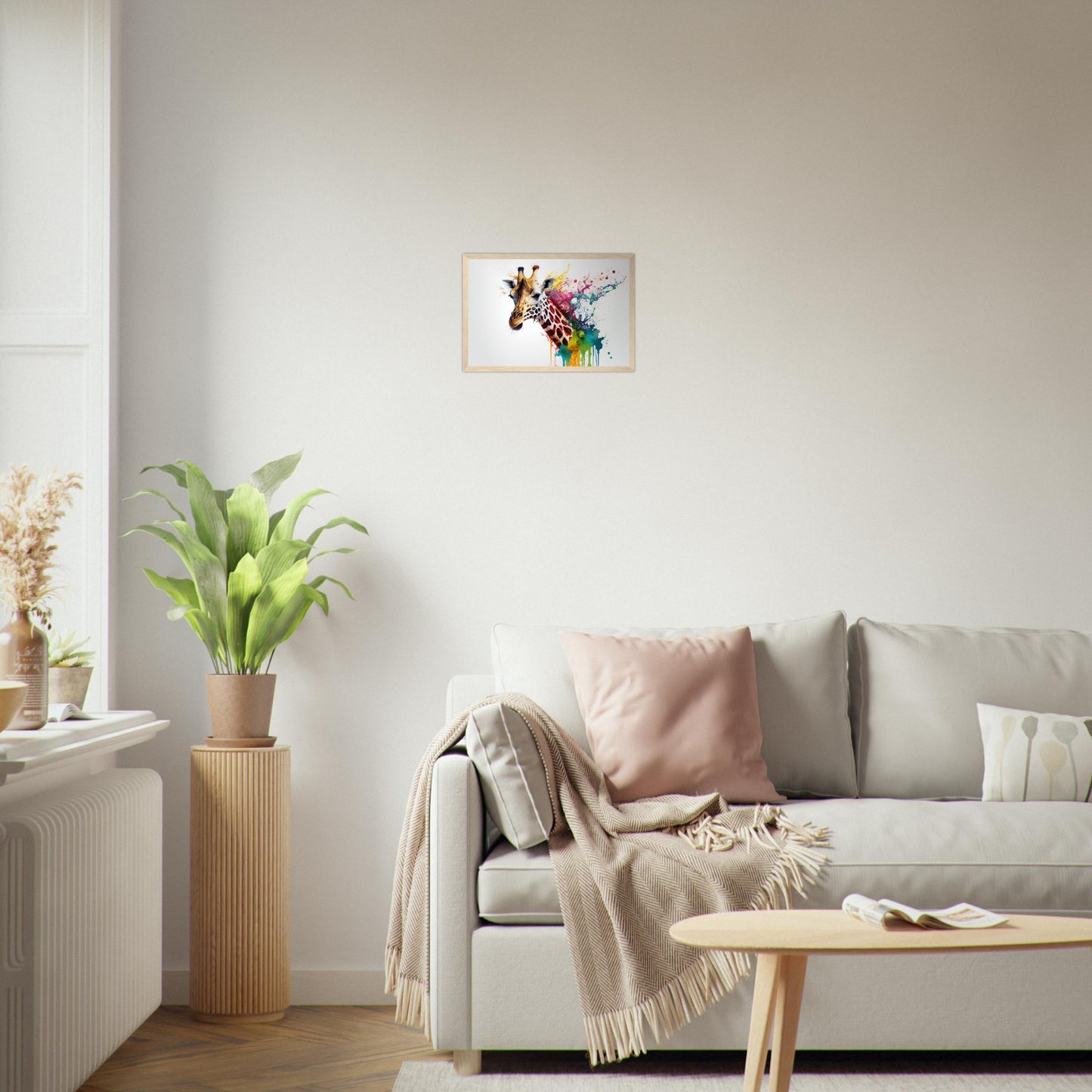 Giraffe Splash Art, Poster mit Holzrahmen - Stiersbeste