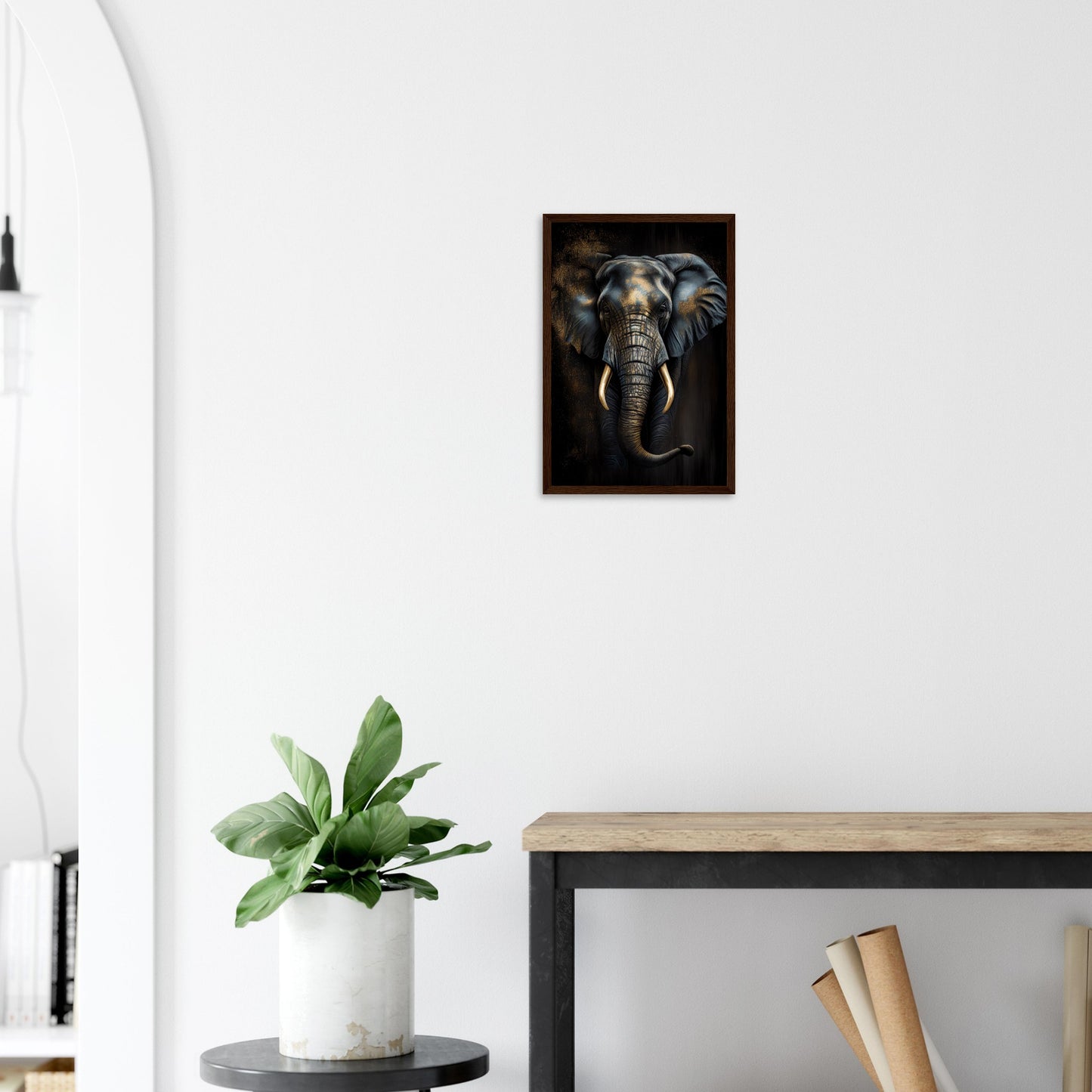 Der glanzvolle Elefant, Poster mit Holzrahmen - Stiersbeste