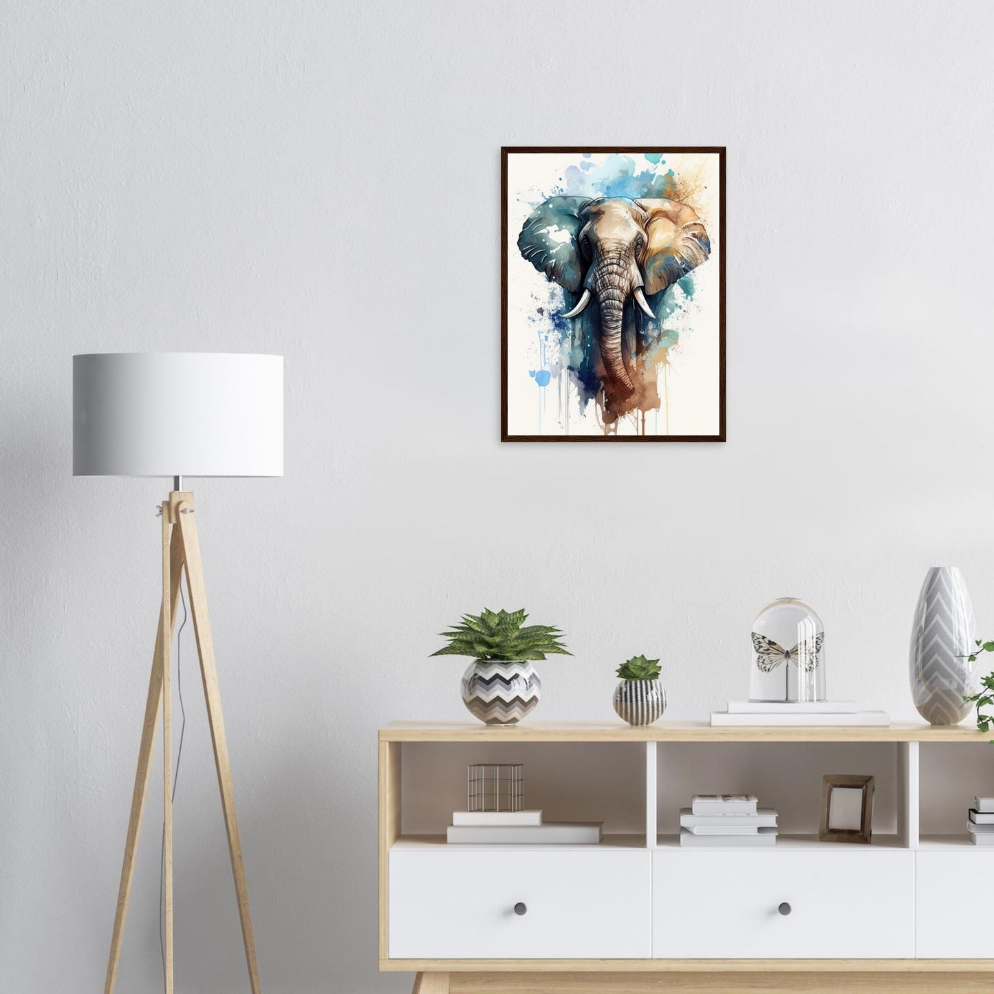 Elefant im Farbrausch, Poster mit Holzrahmen - Stiersbeste
