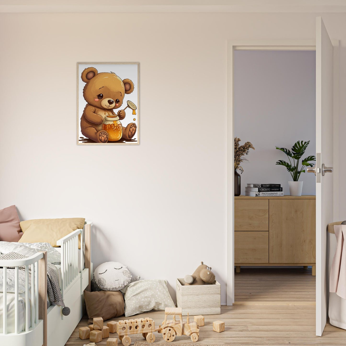 Honigbär, Poster mit Holzrahmen - Stiersbeste