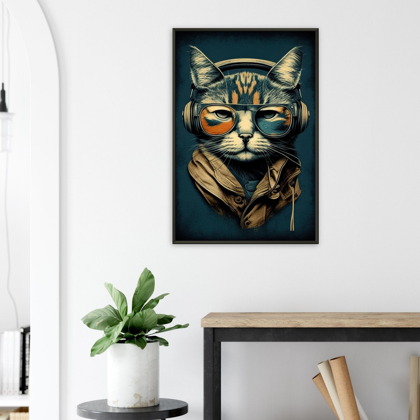 Retro Cat, Poster mit Alurahmen - Stiersbeste