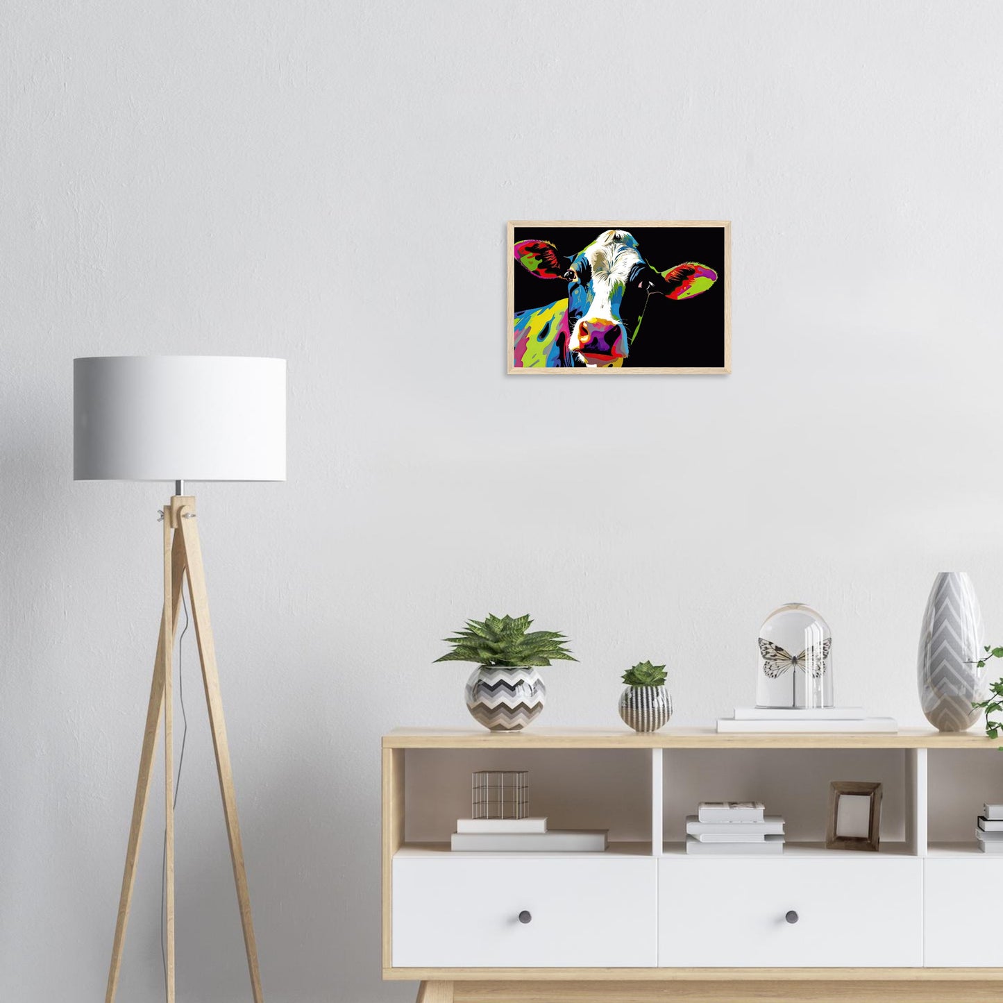 Happy Cow, Poster mit Holzrahmen - Stiersbeste