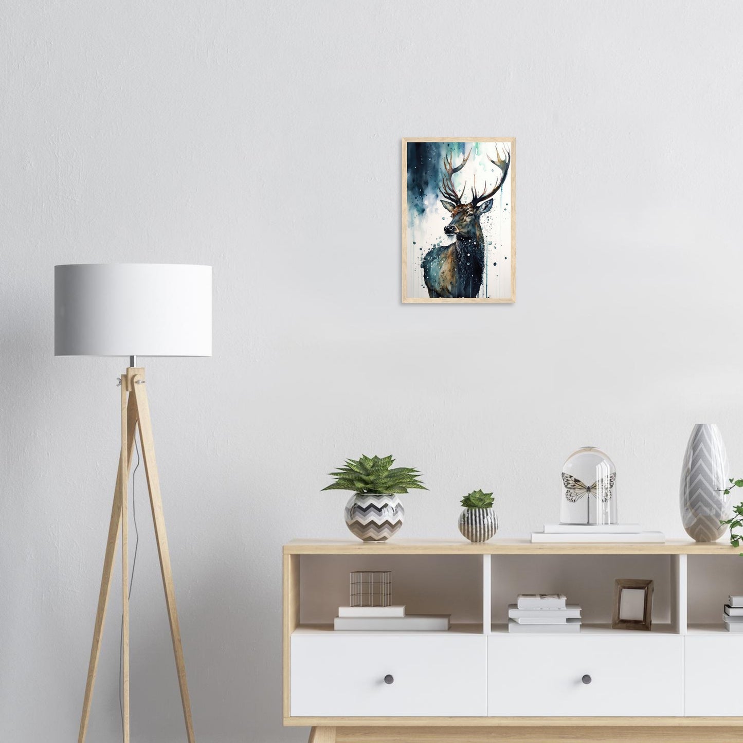 Der Pinselhirsch, Poster mit Holzrahmen - Stiersbeste
