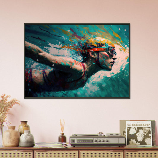 Retro Swim, Poster mit Alurahmen - Stiersbeste