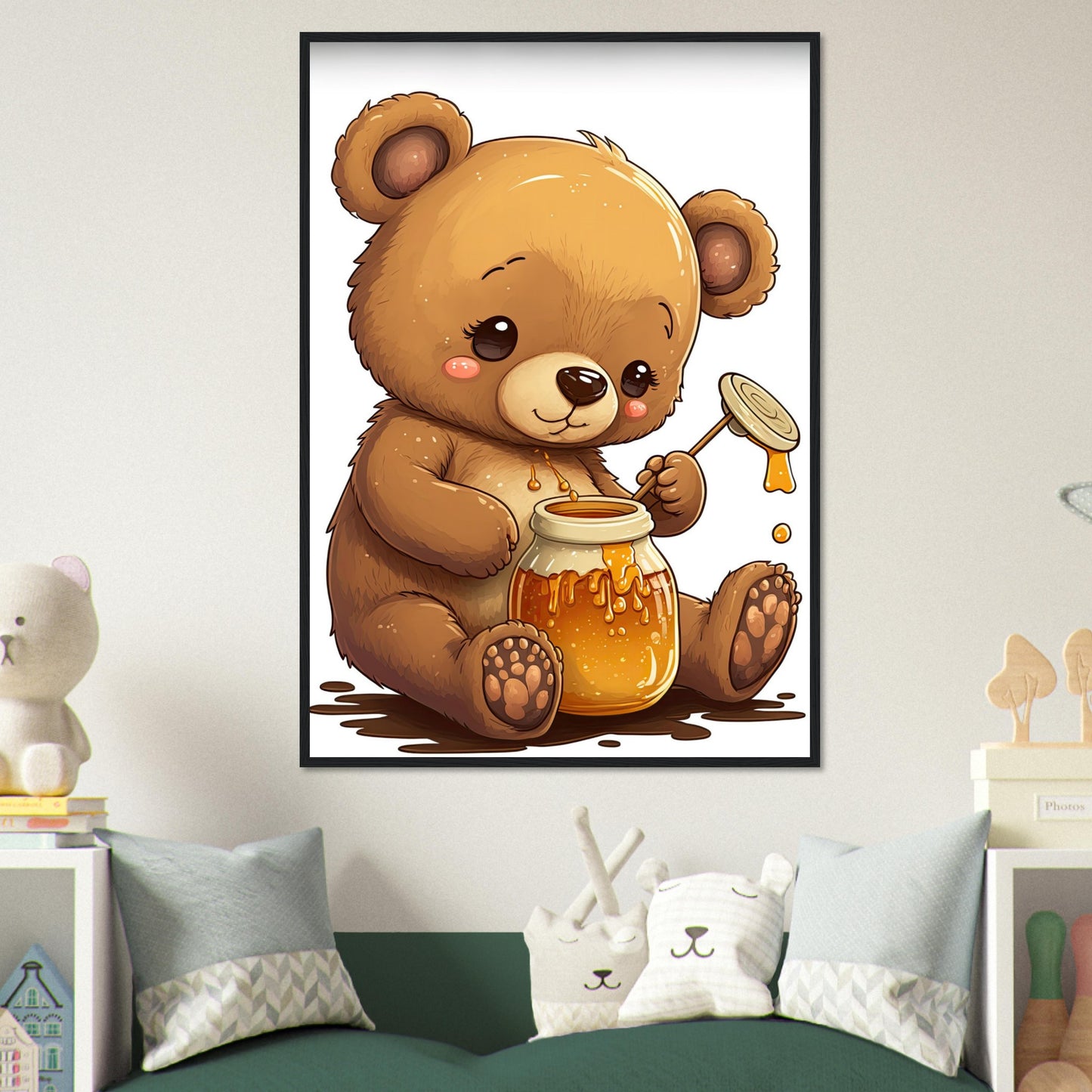Honigbär, Poster mit Holzrahmen - Stiersbeste
