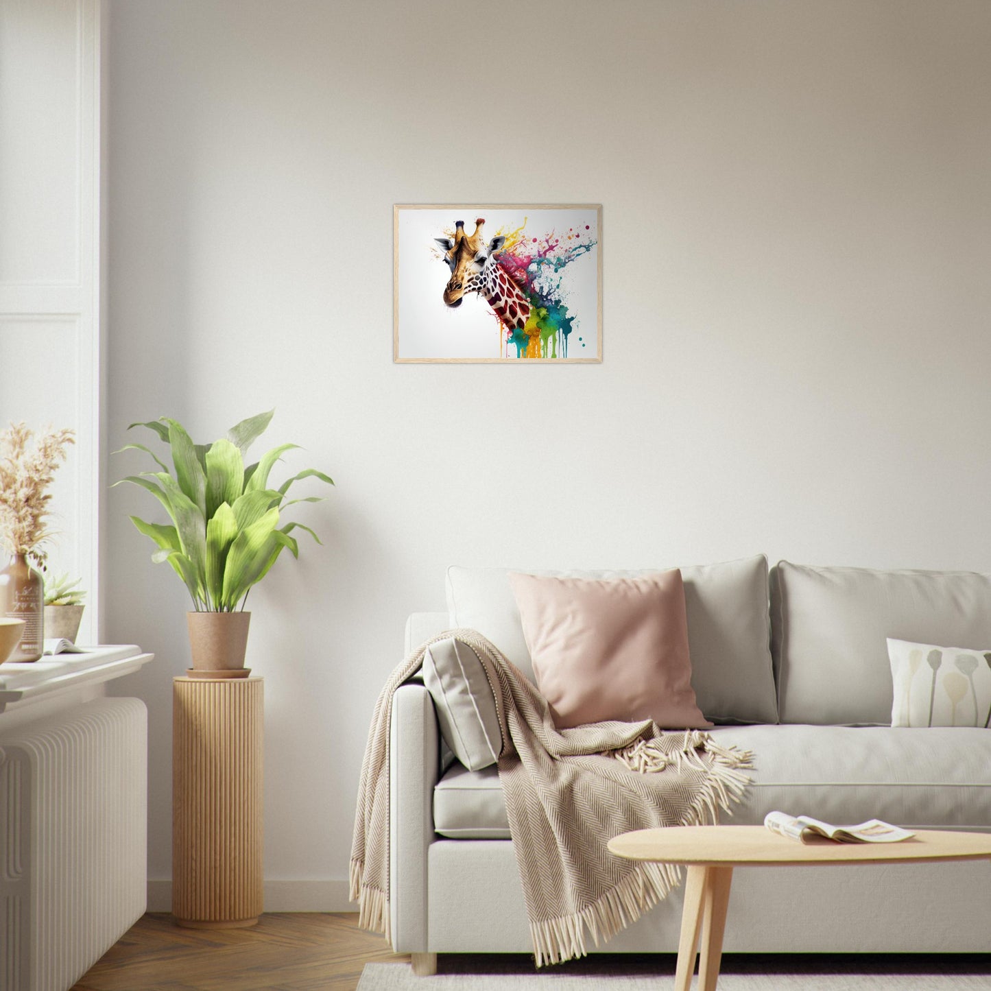 Giraffe Splash Art, Poster mit Holzrahmen - Stiersbeste