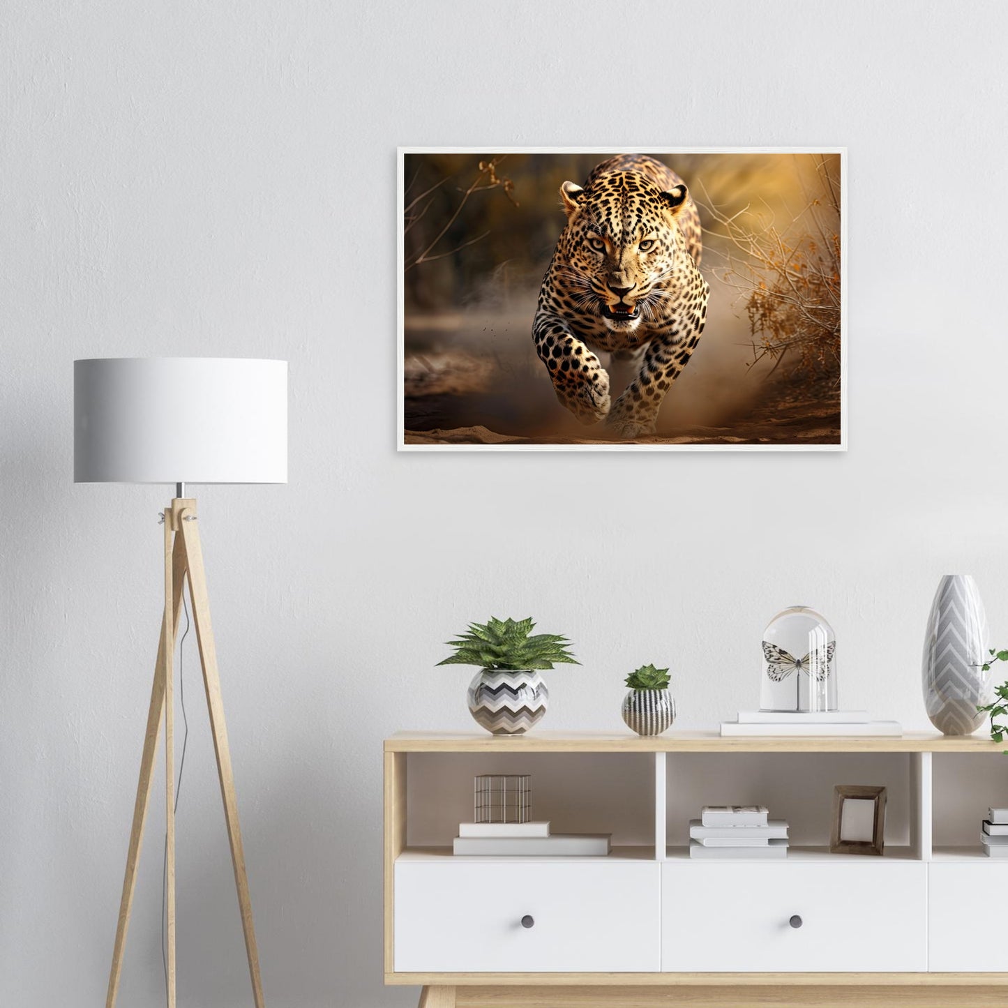 Leoparden Jagd, Poster mit Holzrahmen - Stiers Beste